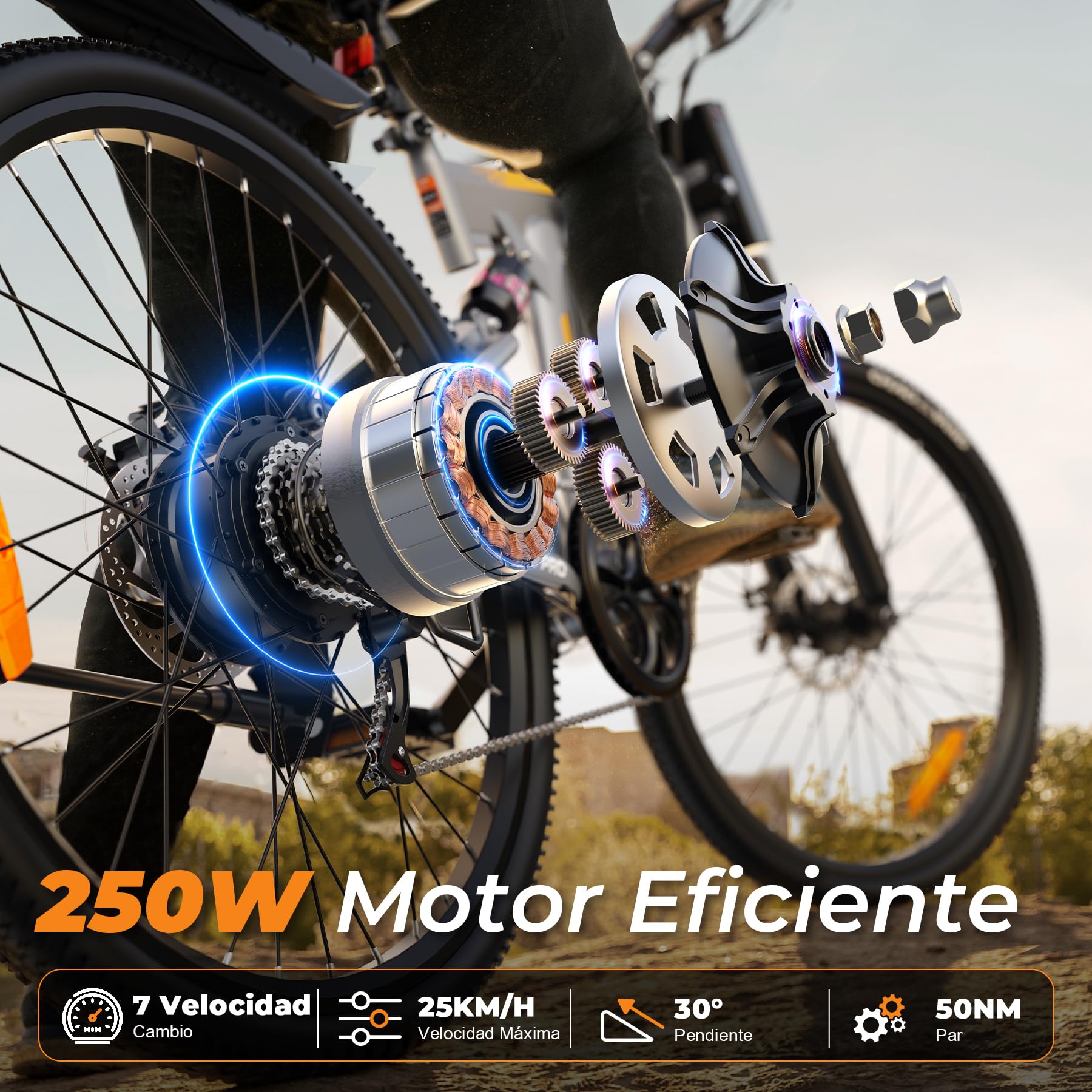 VARUN 26'' Bicicleta Electrica Plegable, 48V 374.4Wh Batería Extraíble | Motor de 250W 55Nm, 25km/h, Suspensión Total E Bike,Bici Electrica Montaña de 7 Velocidades, Apto para Ciudad/Montaña/Grava