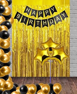 SOI Birthday Decoration Items | Balloons For Decoration Birthday Party | Star Shape Balloons For Decoration | Curtain For Birthday Decoration