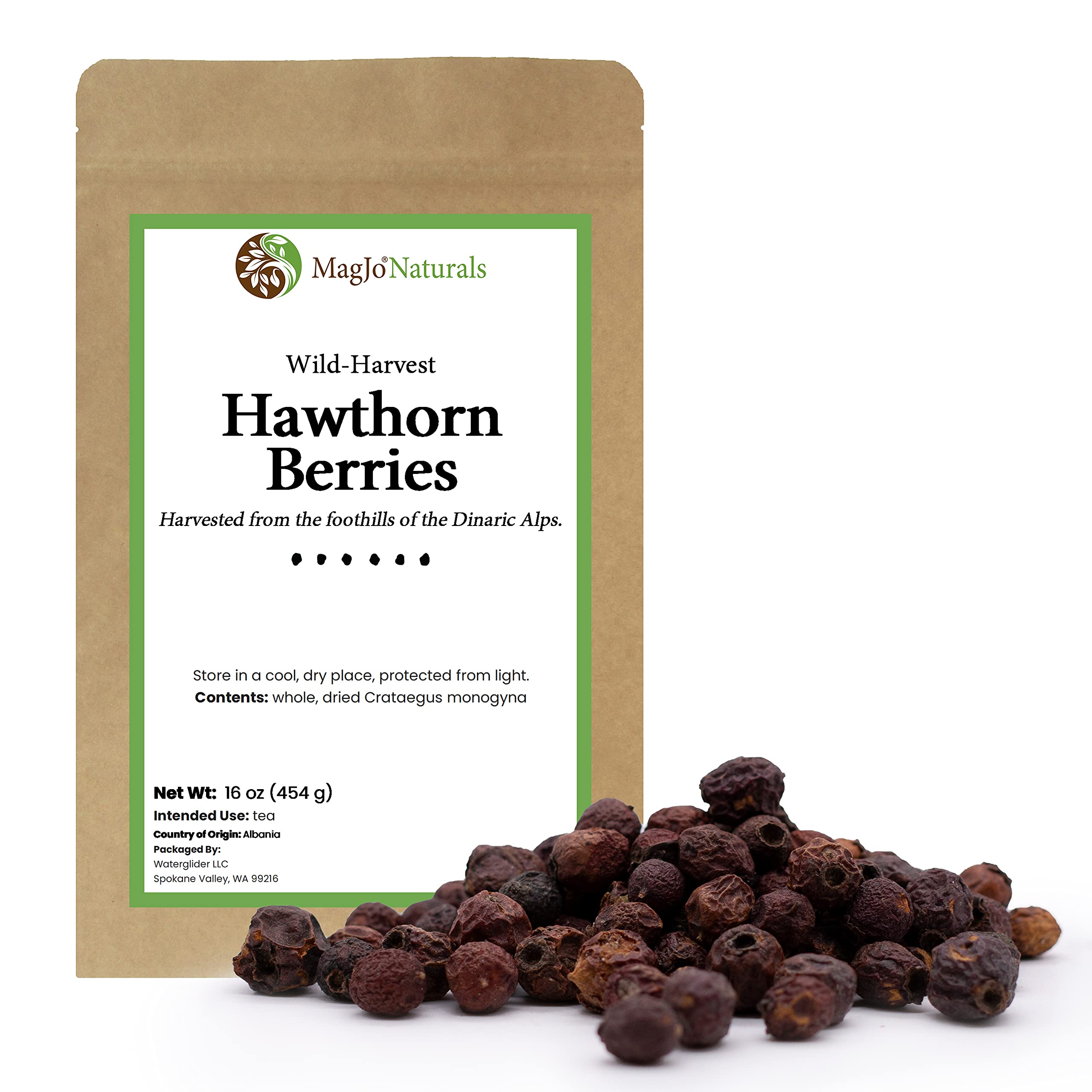 MagJo Naturals Hawthorn Berries, Whole Dried, 16 oz (1 lb)