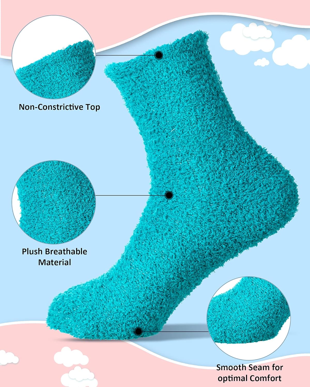 SATINIOR 16 Pair Fuzzy Sock Women Fluffy Cozy Slipper Sock Colorful Plush Warm Ankle Stocking for Unisex Home Sleep Size 4-10 - Image 3
