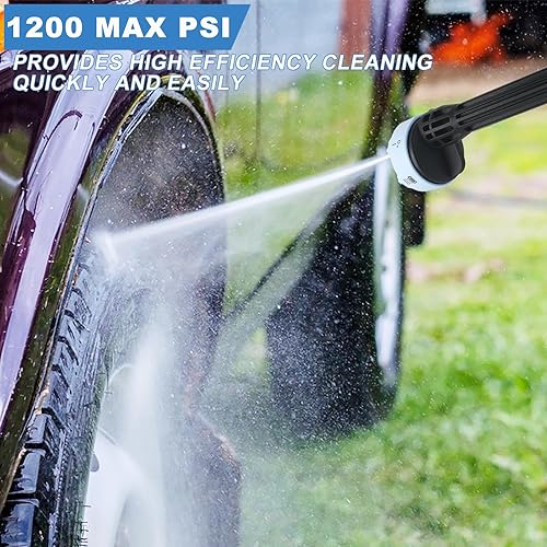 Miniatura 2 de Lavadora a presión inalámbrica a batería lavadora a presión a batería de 1200 PSI con 2 baterías de 1500 mAh y manguera de 32.8 ft y boquilla 6 en 1