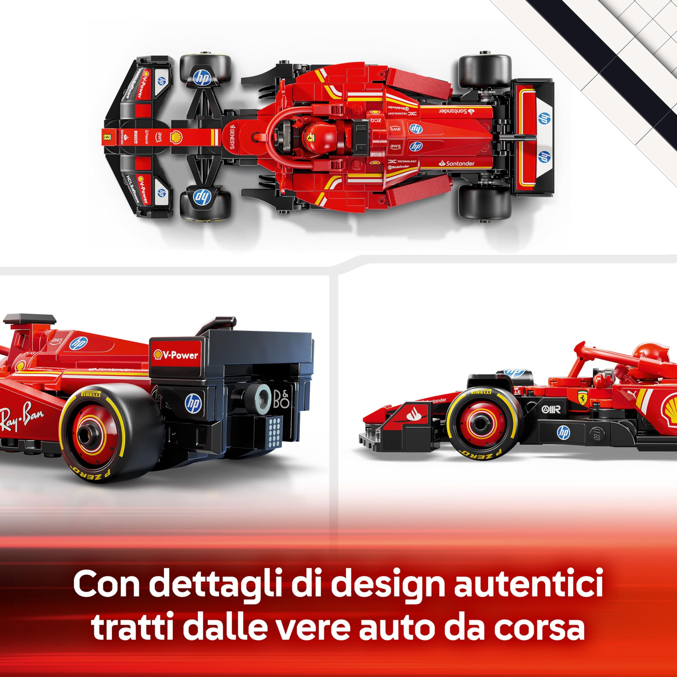 LEGO Speed Champions Auto da Corsa Ferrari F1 SF-24 - Giocattolo da Collezione con Minifigure Formula 1 - Giochi di Natale per Bambini da 10 Anni o per Adulti Fan degli Sport Automobilistici 77242
