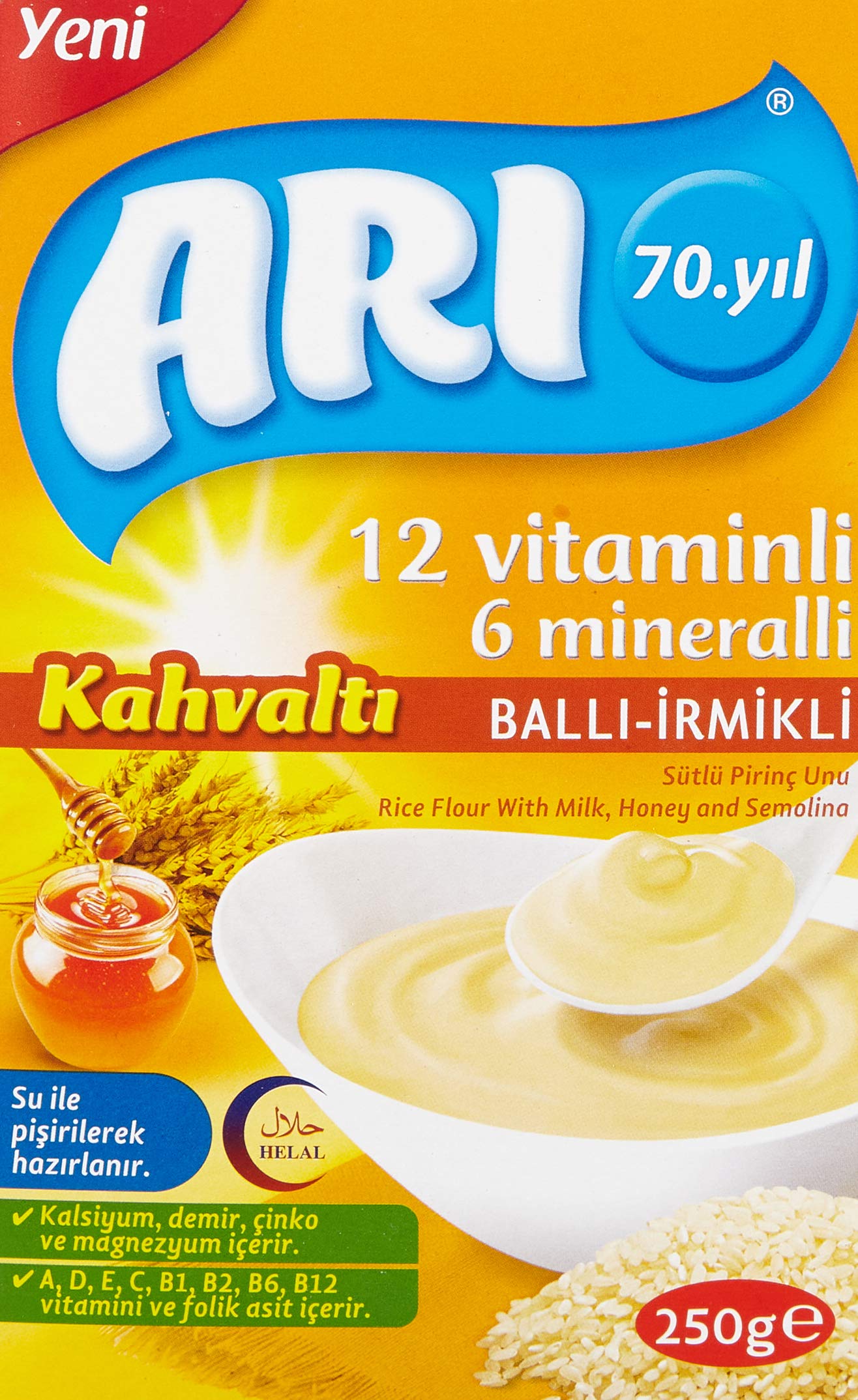 ARI Mama 12 Vitaminli 6 Mineralli Sütlü Ballı İrmikli Pirinçli,250 Gr