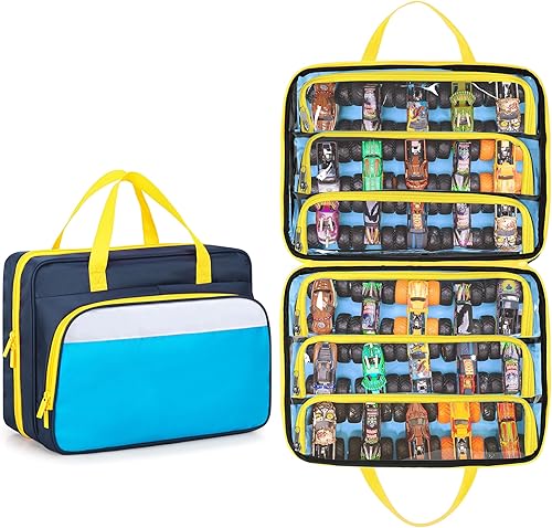 CURMIO Estuche de transporte compatible con camiones Monster Jam, bolsa portátil a escala 164 Monster Truck con capacidad para 34 autos de juguete