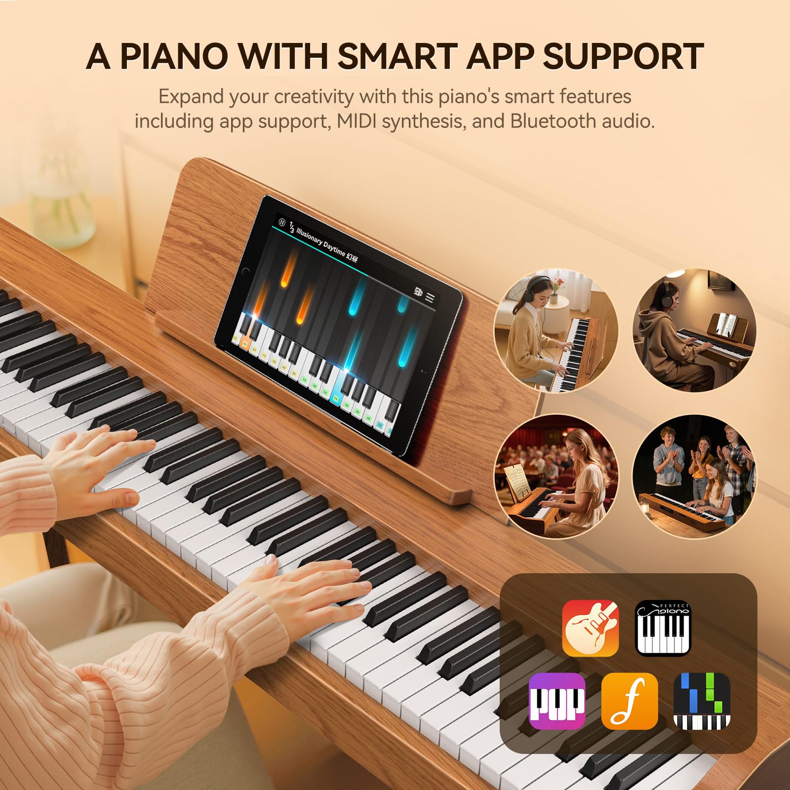 Keyboard Piano 88 Key Digital: 88 Key Piano keyboard Semi-Weighted Full Size Keyboard Digital Premium Sound MIDI Headphone Jack Triple Pedal Compact Design for Beginners to Professionals