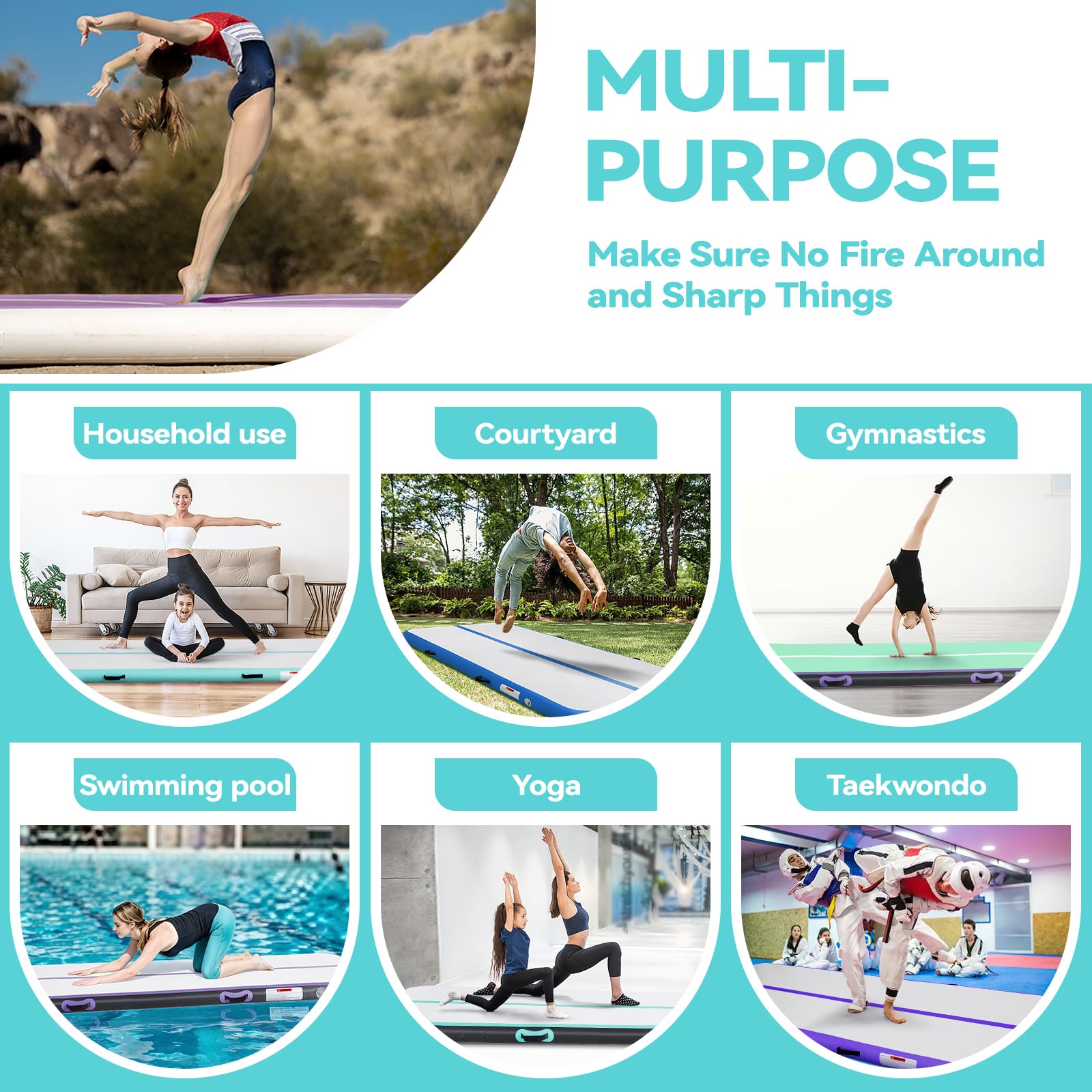 airtrack matte mit elektrischer Luftpumpe 10CM/20CM hoch 2M/3/4M/5M/6M Tumbling Matten Aufblasbare turnmatte Matte gymnastikmatte Yogamatte Camping Trainingsmatte