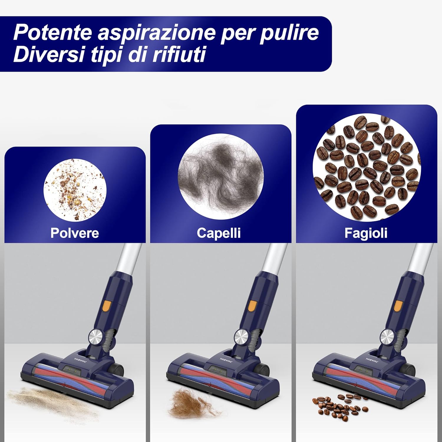 TASVAC Aspirapolvere Senza Fili, Scopa elettrica Pieghevole,Senza Sacco,Leggera 1,36KG, 20kPa, Luce LED, Due filtri a spugne, Autonomia 40 Min, Pavimenti Tappeto Peli di Animali Domestici TASVAC Aspirapolvere Senza Fili, Scopa elettrica Pieghevole,Senza Sacco,Leggera 1,36KG, 20kPa, Luce LED, Due filtri a spugne, Autonomia 40 Min, Pavimenti Tappeto Peli di Animali Domestici