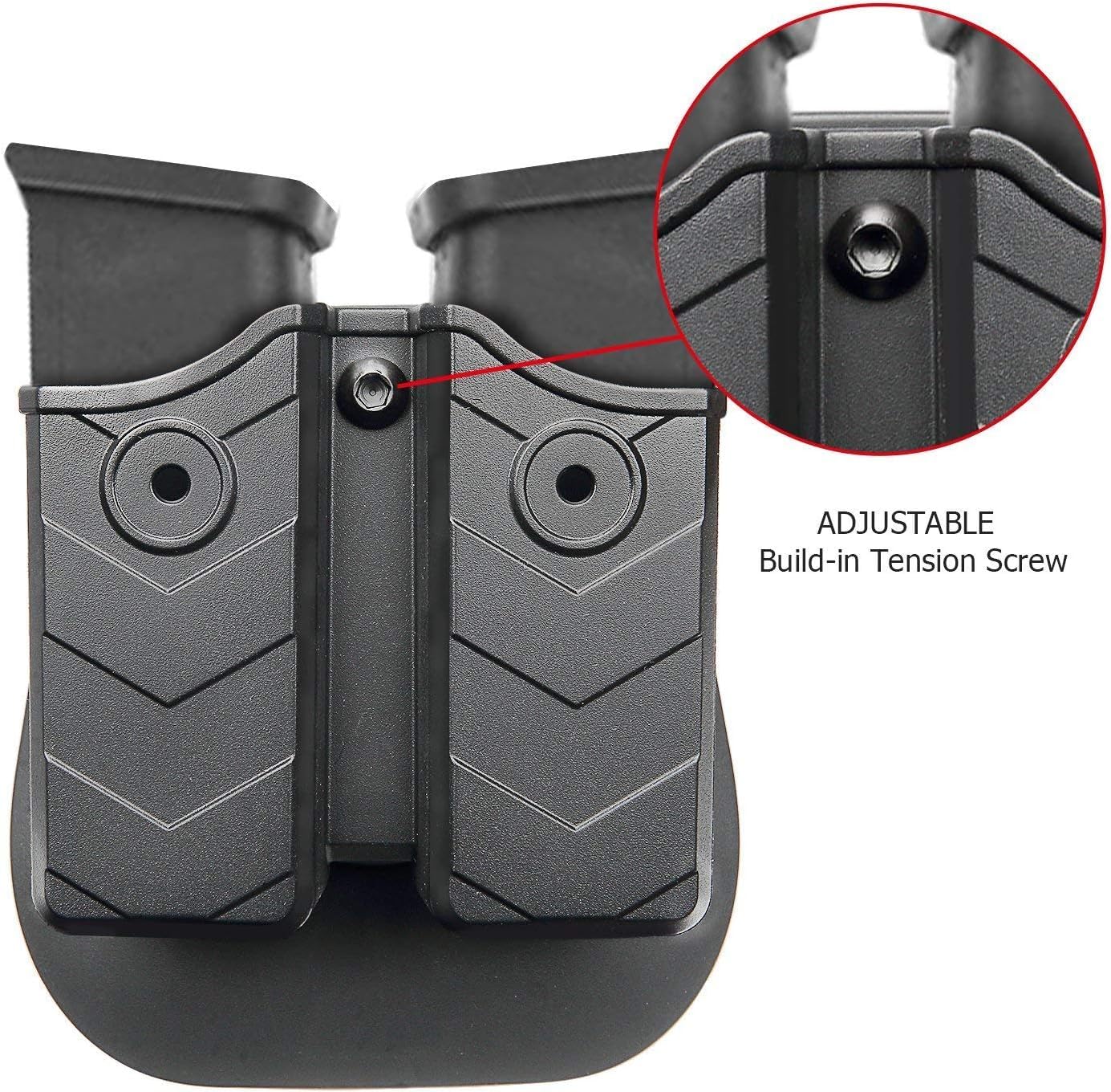 efluky custodia per caricatore fondina per caricatore universale con clip per pistola adatta per Walther P99/HK/CZ/Glock 17 19/Sig Sauer/9mm fondina per caricatore softair, paddle regolabile 60°