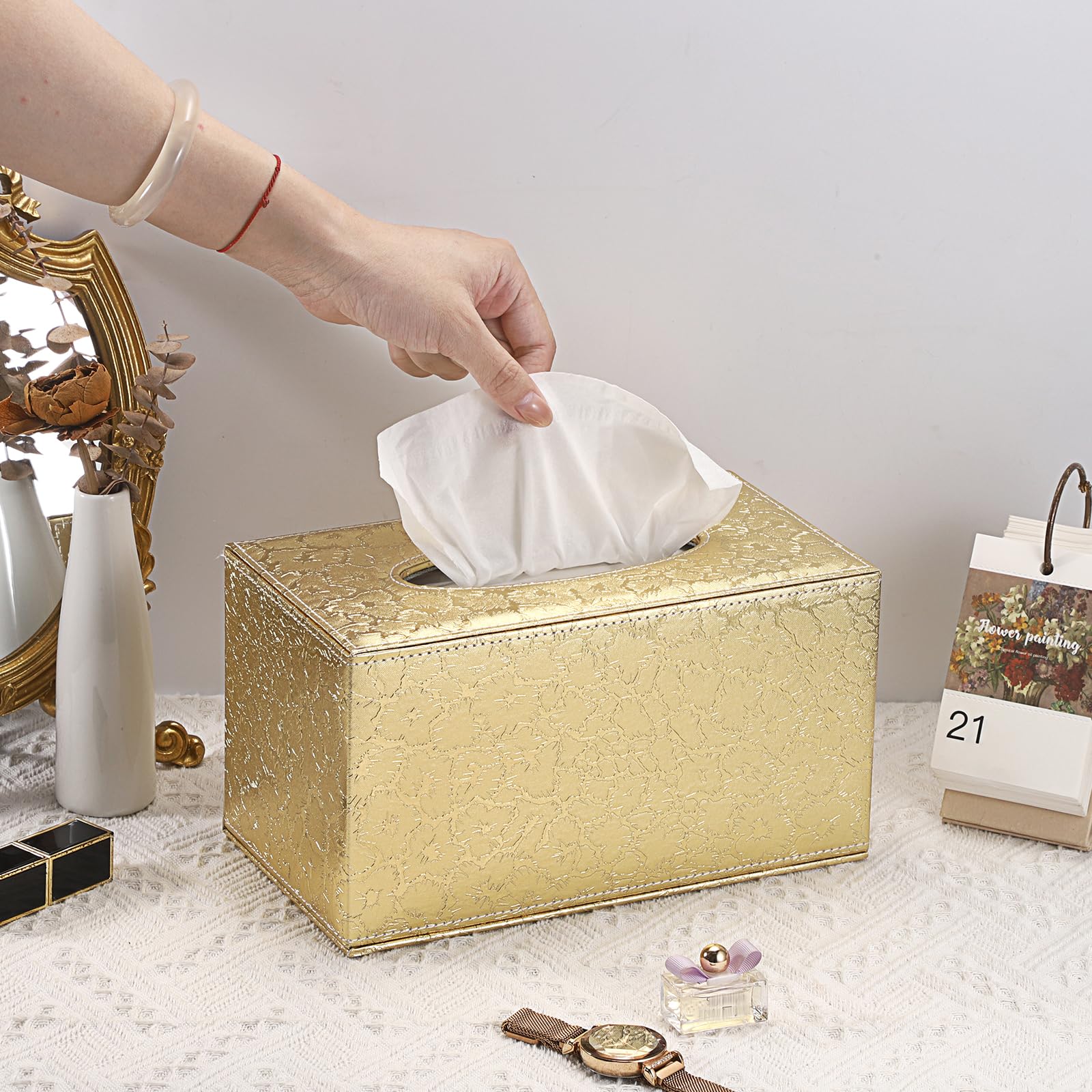 Amazon.com: Sumnacon Tissue Box Cover Rectangle Leather Tissue Box