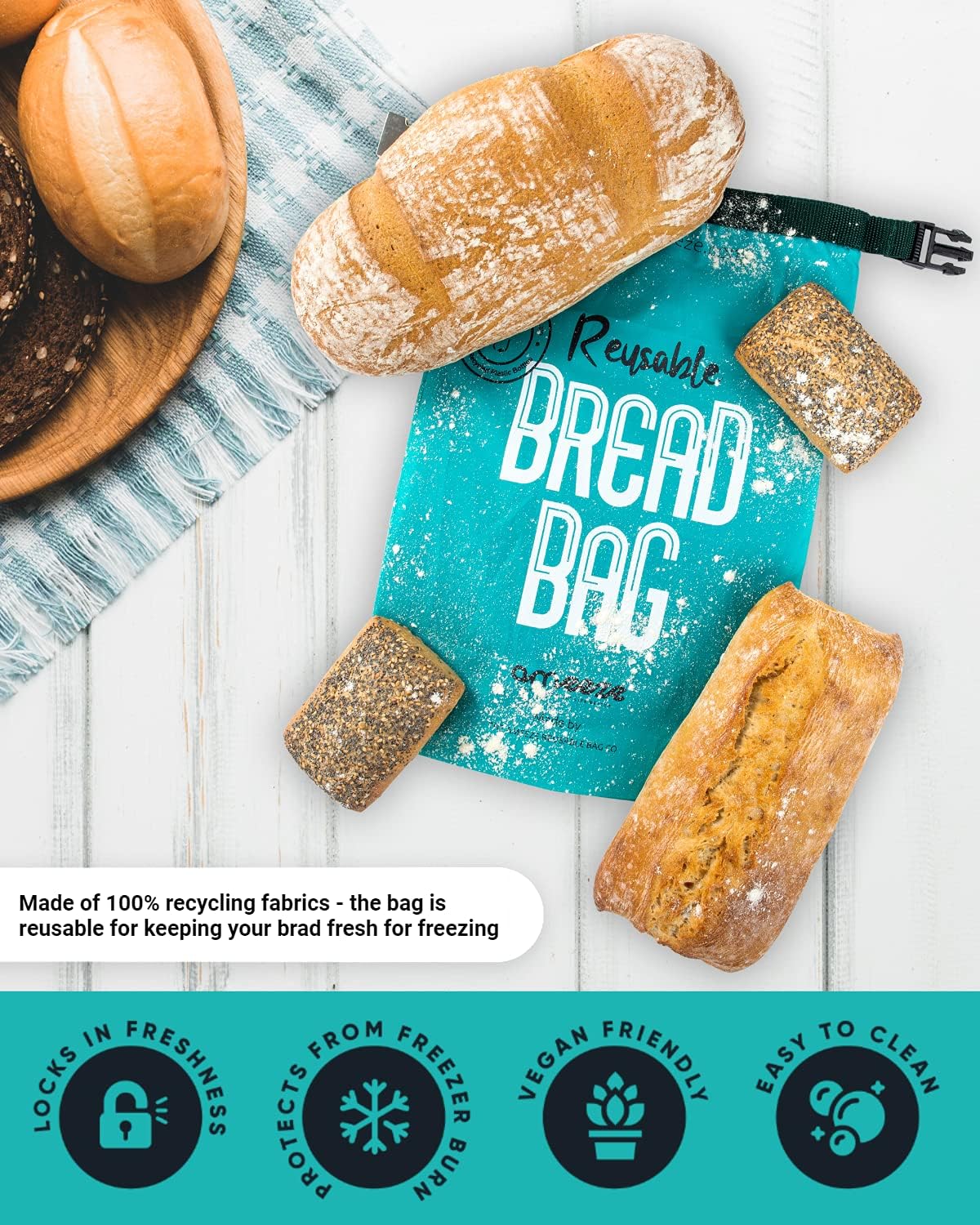 Buy Bread Bag To Keep Bread Fresh Bread Storage Bag Bread Bags For Homemade Bread Reusable Bread Bag Reusable Freezer Bag Oko Tex 100 Recycled Online In Germany B07vxz8vtr