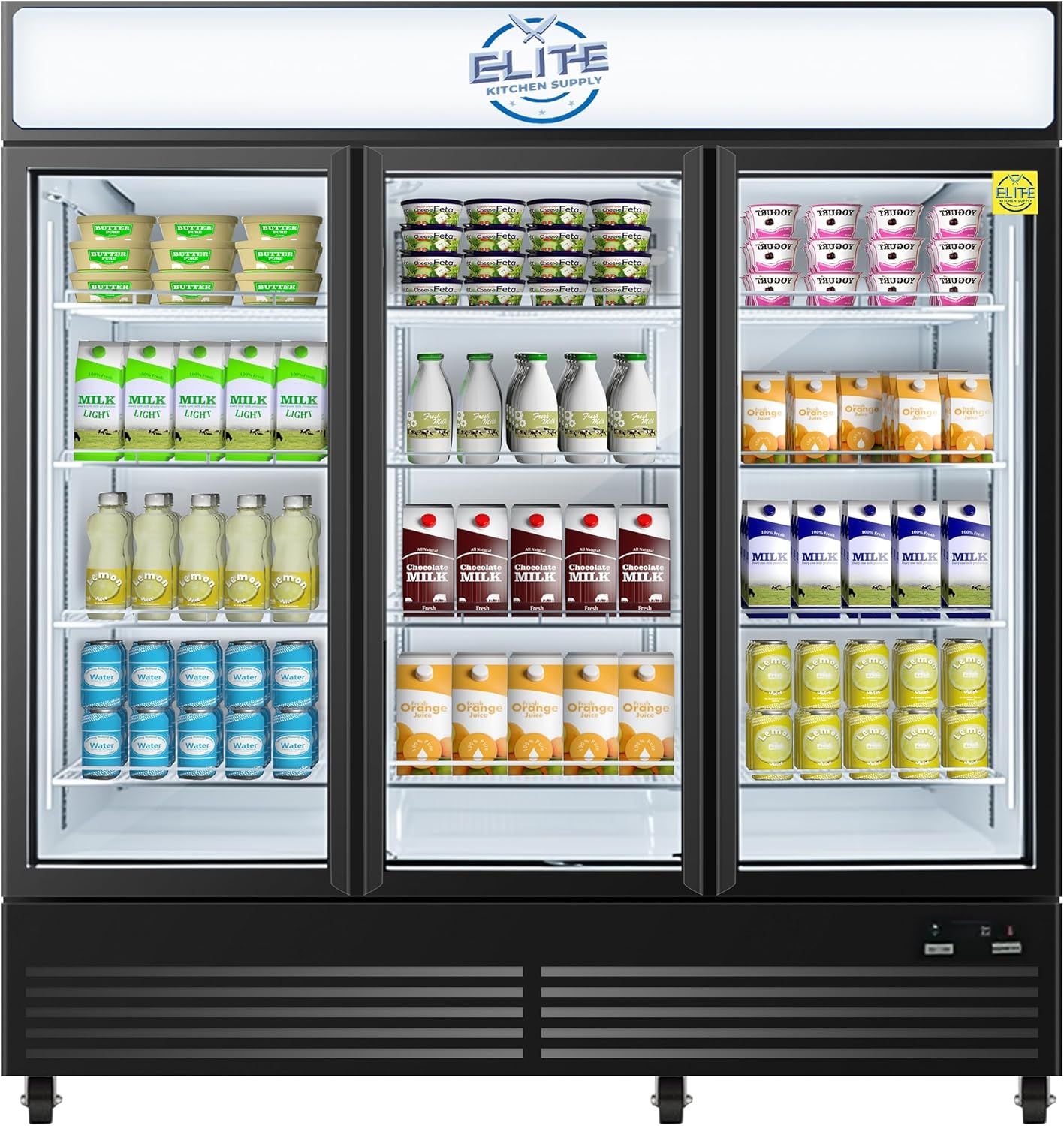 Commercial 3-Door Display Refrigerator, 74" W x 80.7" H, 49 Cu.Ft., ETL Listed GDC-50