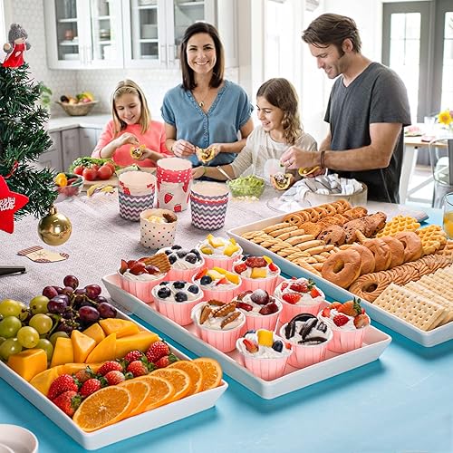 Miniatura 7 de Delling Bandeja grande para servir, bandejas rectangulares de 161412 pulgadas para servir alimentos, bandeja para servir para fiestas, juego de 3,