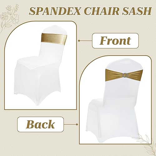 Miniatura 4 de MDS - Paquete de 25 bandas de elastano para silla, universales, se ajustan a bandas elásticas para sillas con hebilla para boda, lazo deslizante de