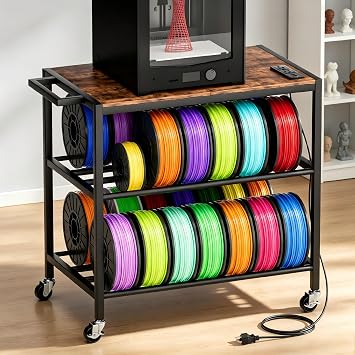 3D Printer Stand with Filament Storage, Printer Cart with Power Outlet