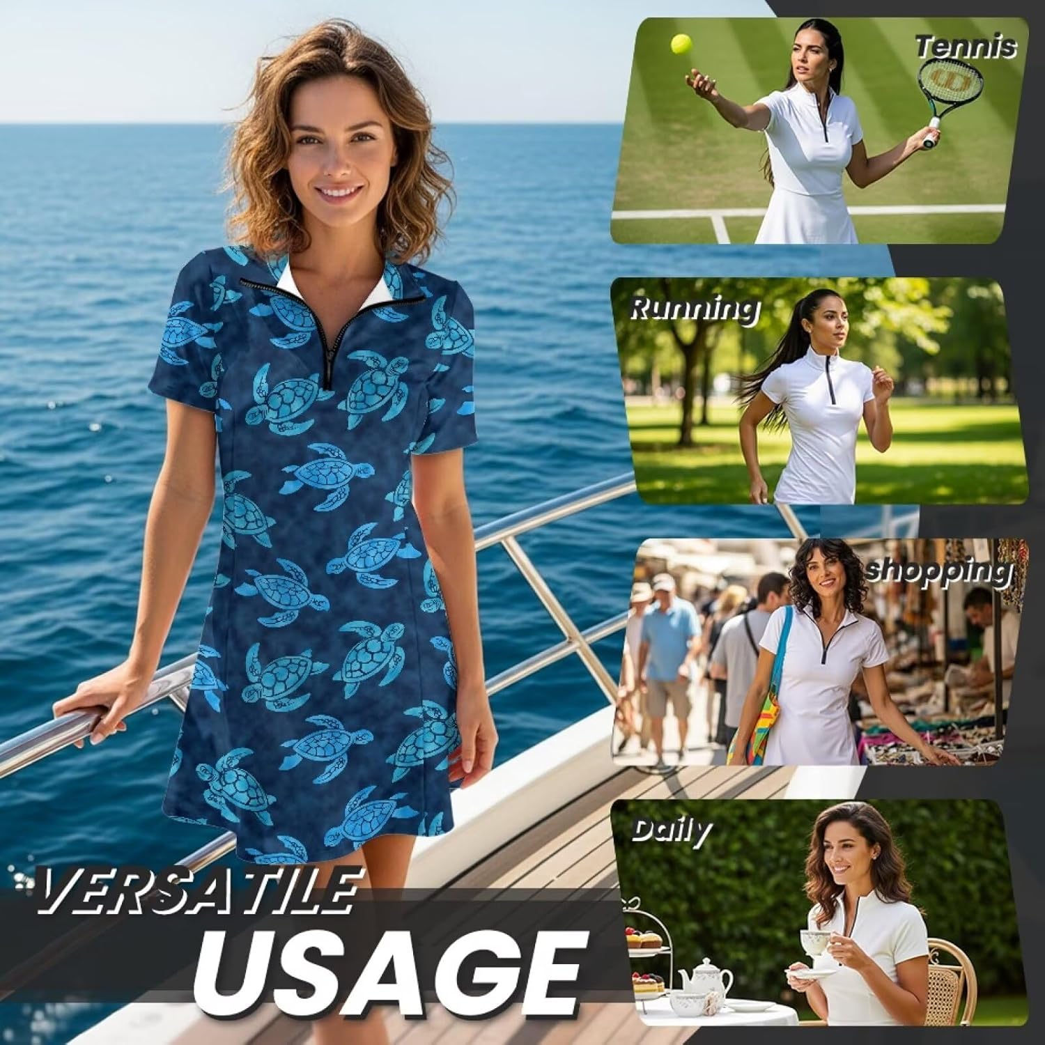 Tennis Dresses for Women, Golf Dress with Shorts and Pockets Athletic Dresses Slim Fit Stretch Activewear