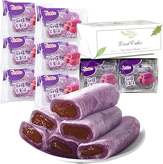 KWOLYKIM Mochi Rice Cake, 6 Pack Purple Sweet Potato Flavor 12.69oz Soft & Sweet Mochi Individually Packaging Dessert Asian Pastry Traditional Snack and Food