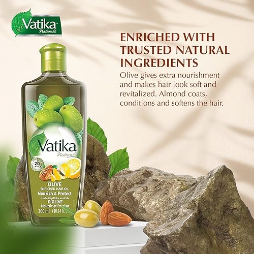 Miniatura 5 de Vatika Naturals Aceite para el cabello enriquecido con oliva, nutre y protege, cabello fuerte y saludable, ligero, no grasoso, con infusión de