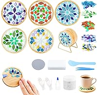 Karidge 5 Sets DIY Mosaic Coaster Kit - Mixed Color Tiles, Complete Beginner Craft Set for Adults Women, Handmade Home Decor Gifts