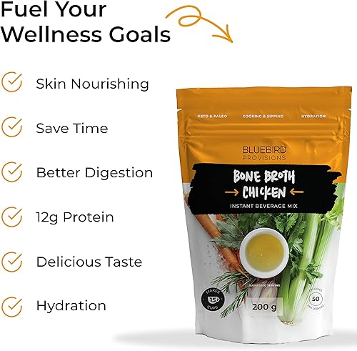 Miniatura 4 de BLUEBIRD PROVISIONS Polvo de caldo de hueso de pollo - Polvo de proteína sabrosa baja en sodio - Polvo de proteína de carnívoro con 0.42 oz