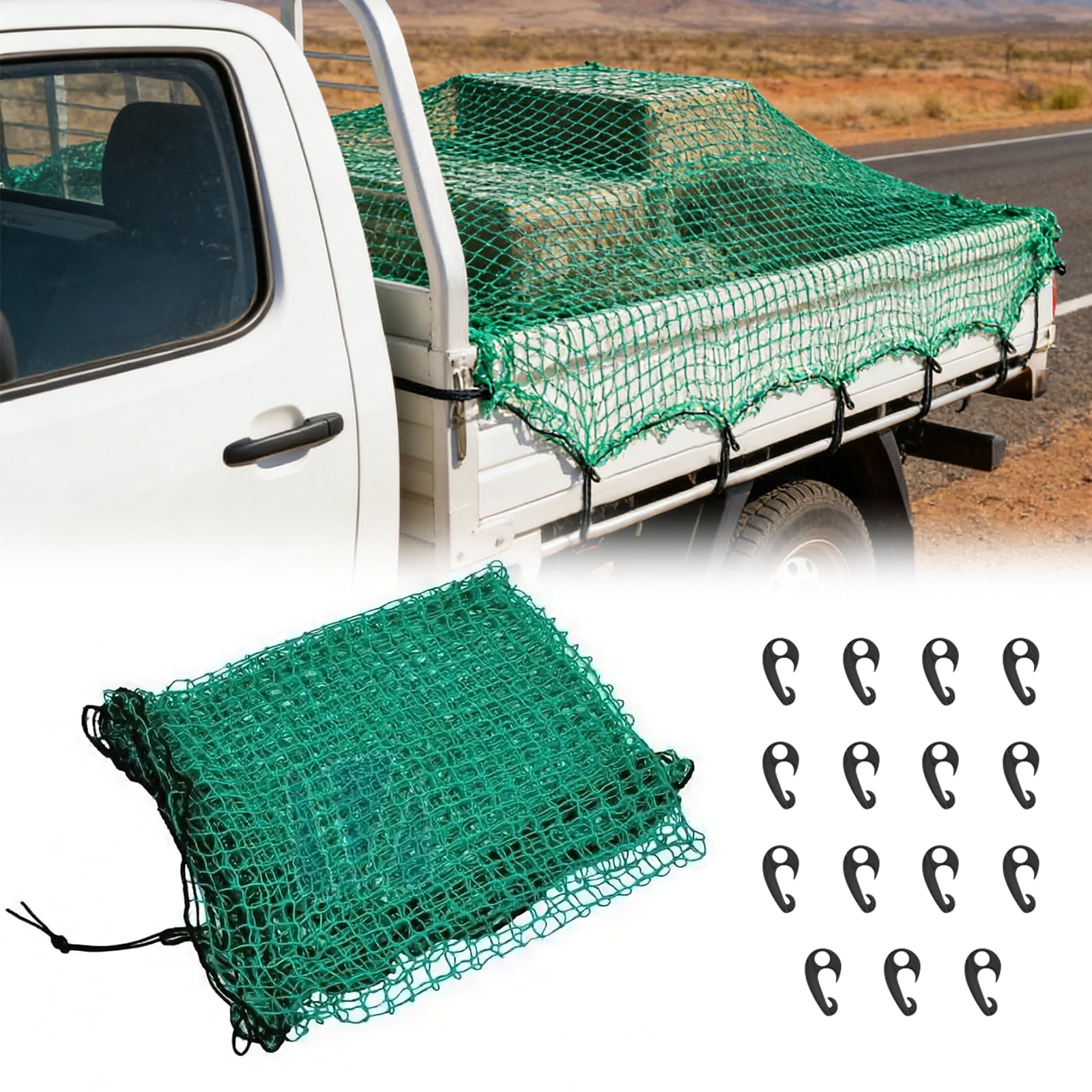 Filet de Chargement Pick Up, Filet pour Remorque avec Crochets pour SUV, Galerie de Toit de Fourgon, Remorque de Bateau, Sécurisation des Chargements