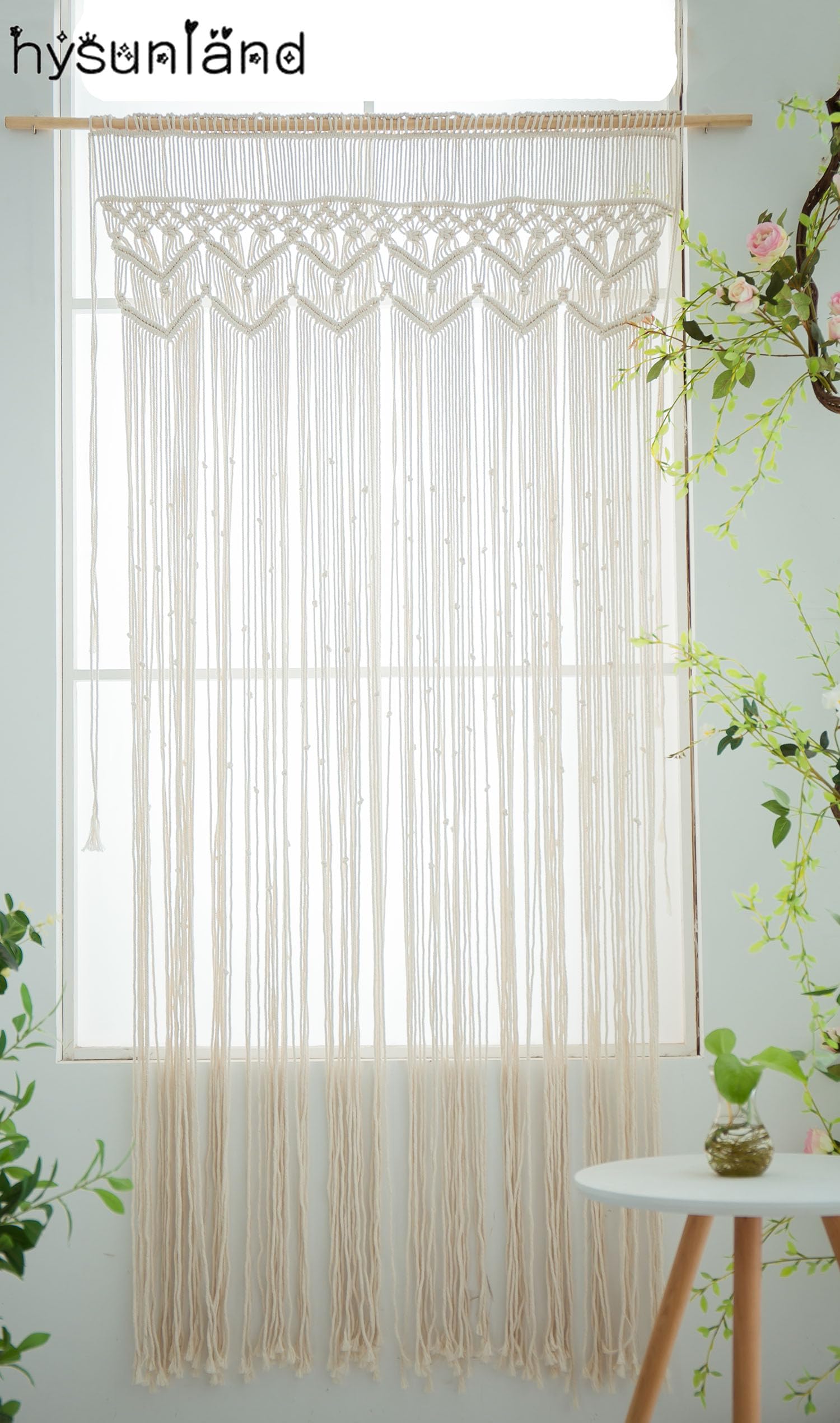 Rideau en macramé pour Porte, Panneau de fenêtre bohème, Toile de Fond pour Mariage, fête prénatale, 95,2 cm de Large x 208,3 cm de Long