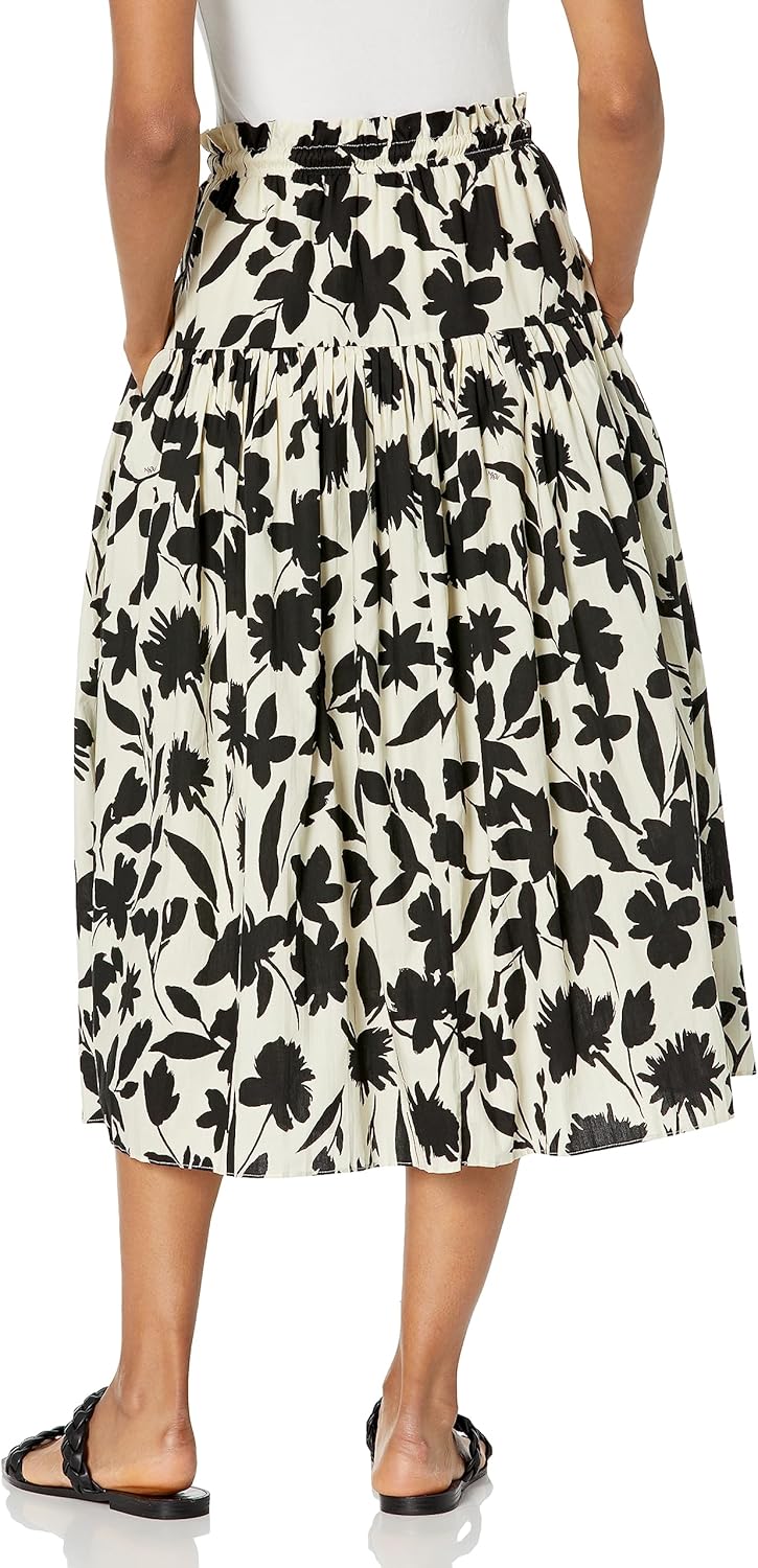 Moon River Womens Floral Tassel Tiered Pleats Midi Skirt - Image 2