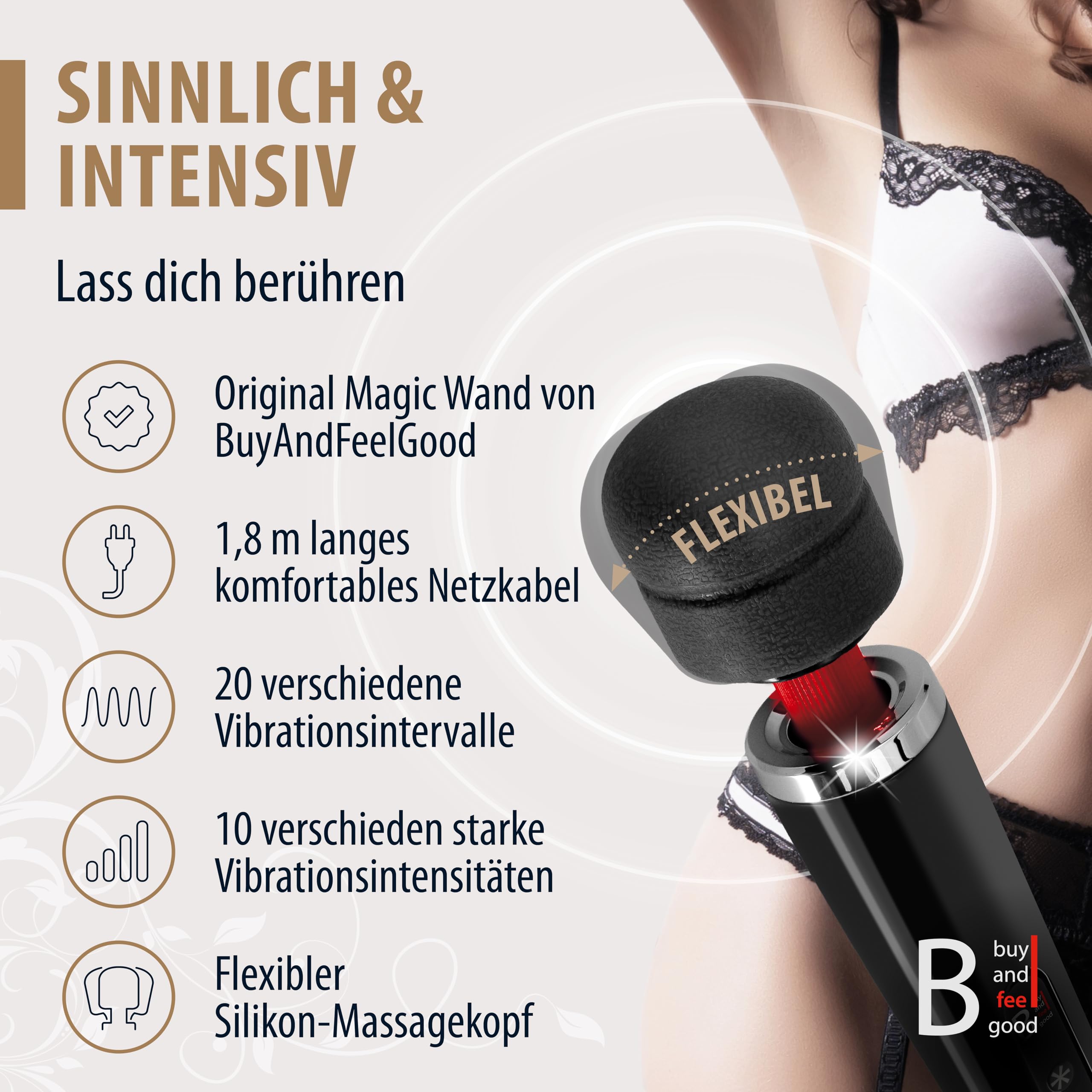 DER ORIGINAL Magic Wand von BAFG I Vibration für Frauen [20 Vario/10 Speed]