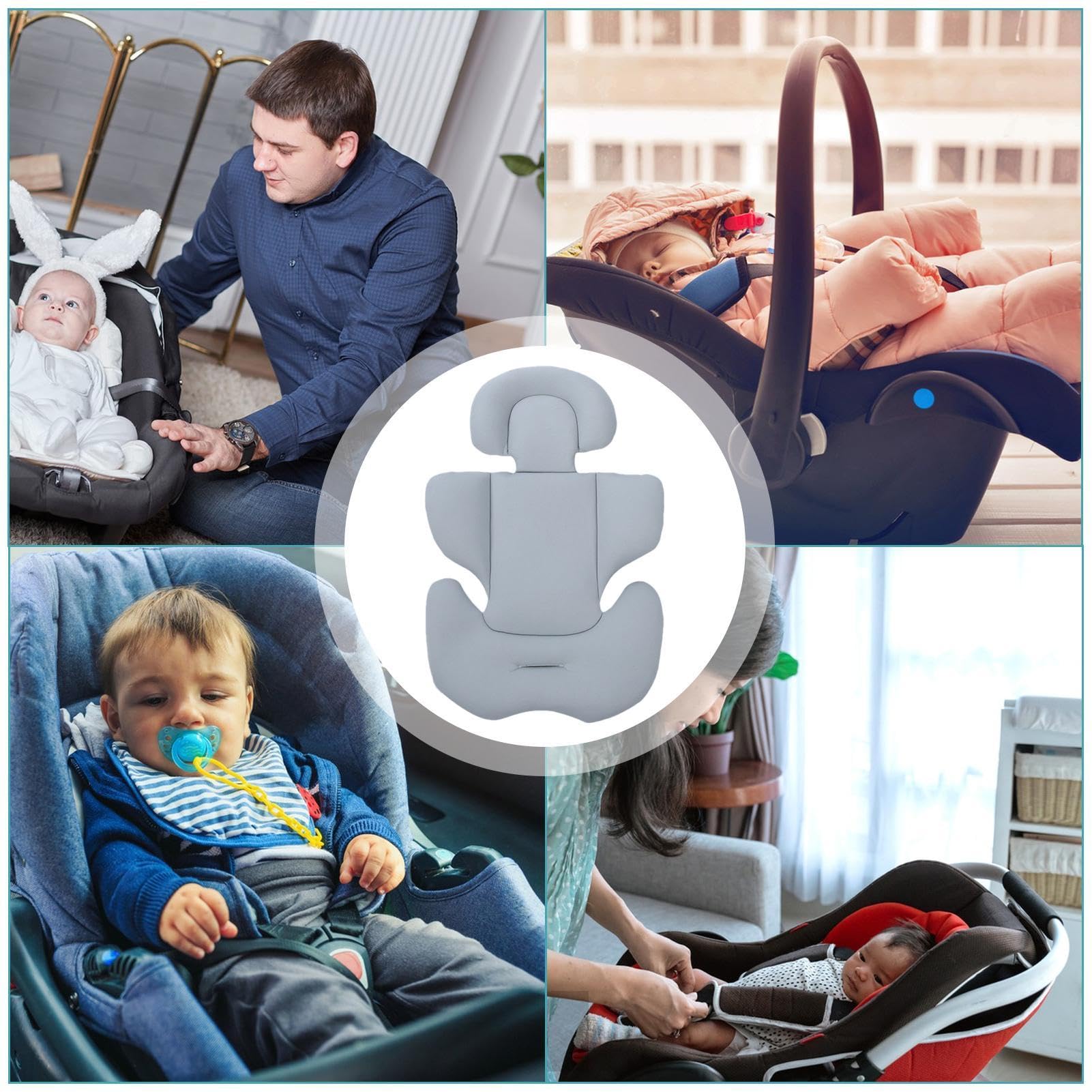 Inserto Cuscino Seggiolino Auto Neonato, Cuscino Per Carrozzina, Morbido Passeggino Riduttore Per Seggiolino Per Bambini Fodera - Cuscino Di Supporto Per Testa E Corpo Per Poggiatesta Portatile