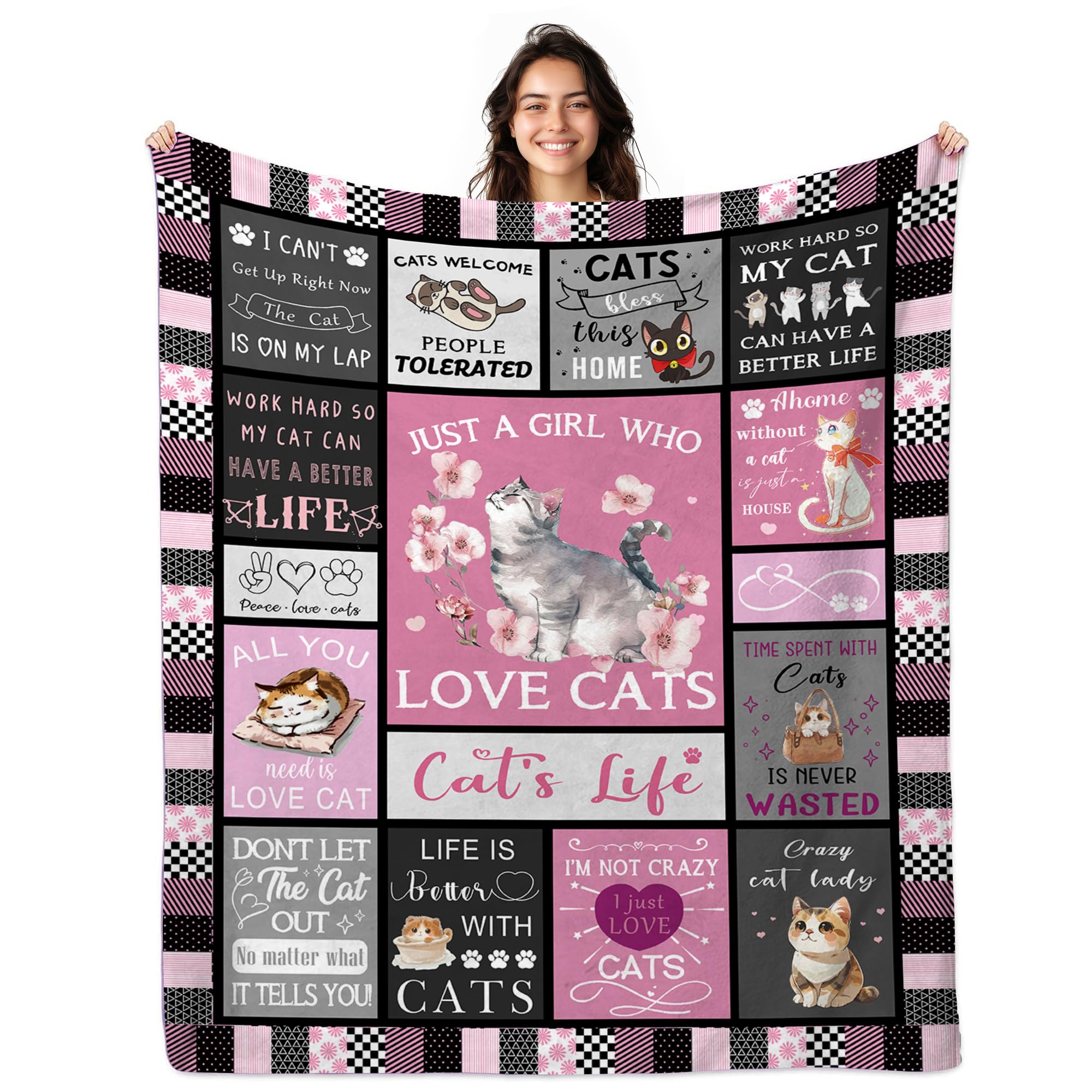 Cat Lover Blanket, Cat Gifts for Women, Ideal Cats Themed Gifts for Women, Cats Lover Blanket 60'' X 80''