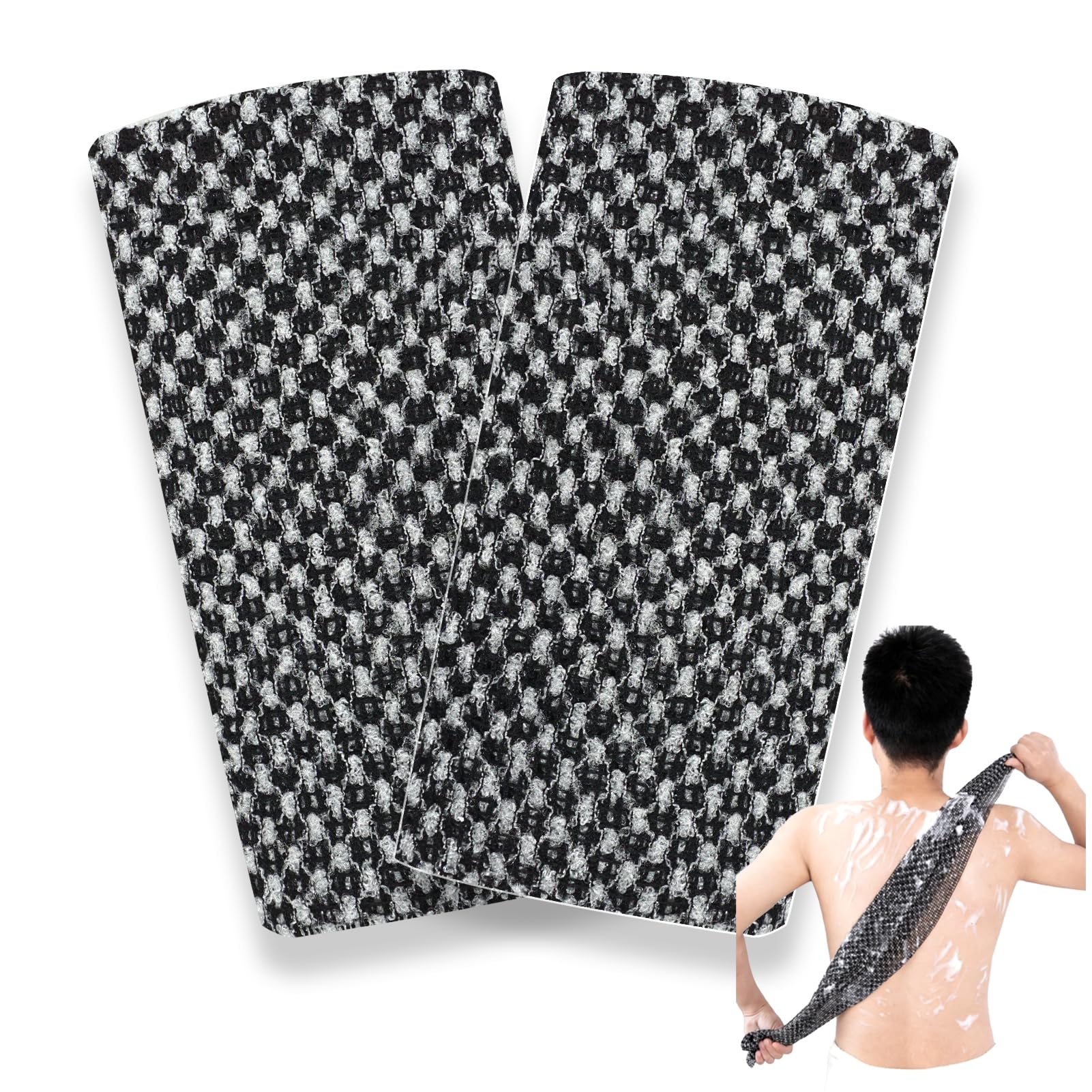 2 PCS Japanese Exfoliating Towel, Exfoliating Shower Towel for Deep Cleansing, Body Scrubber Soft Japanese Washcloth for Body Scrub & Bath, Dual-Sided Exfoliating Cloth for Smooth & Healthy Skin