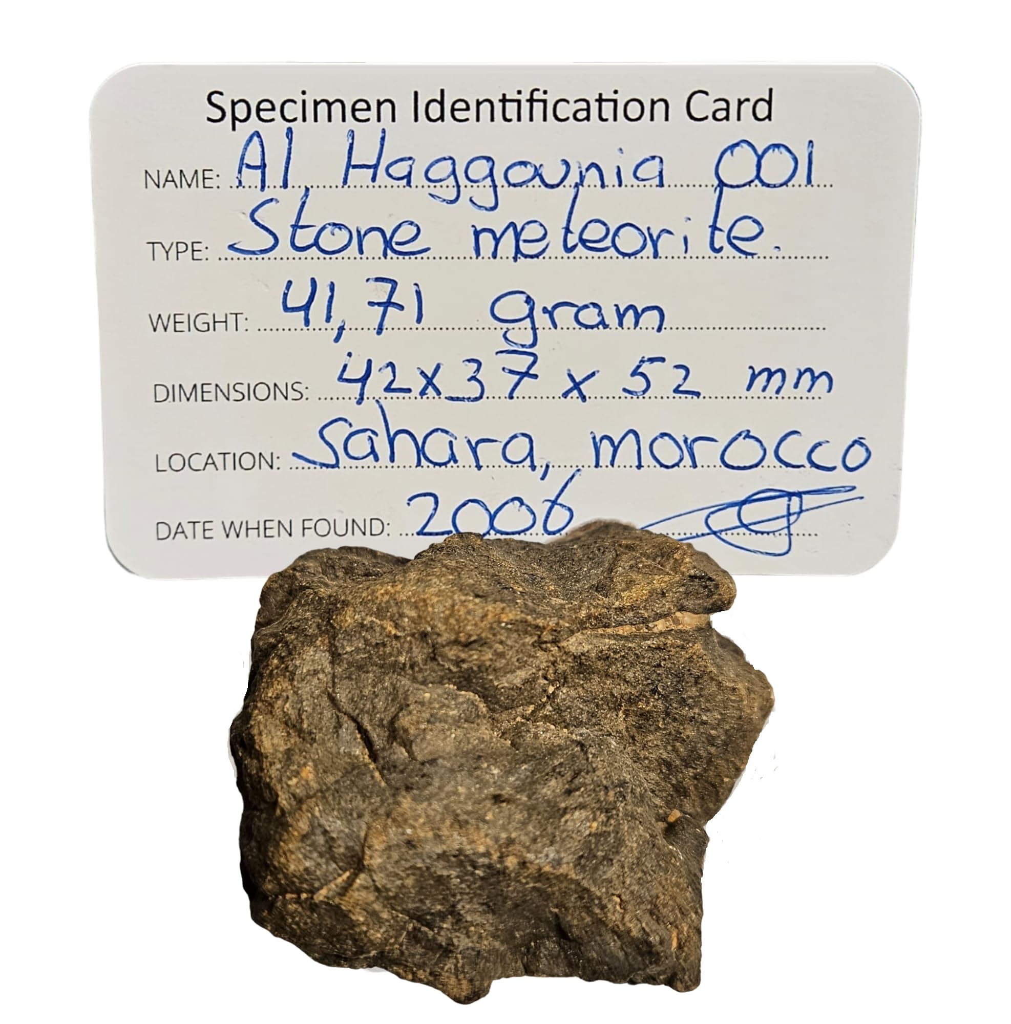 GreatGift Météorite sur support - Al Haggounia 001 - Avec certificat - Cadeau très spécial - Pierre spatiale - Pierre précieuse - Météorite, gg-3111