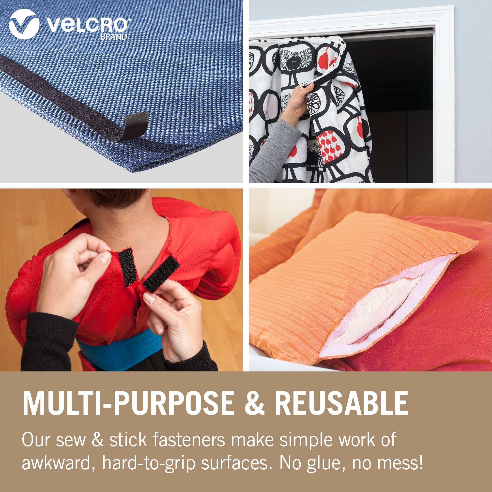 VELCRO Brand Sew On Beige Fabric Tape 20mm x 25m - Hook and Loop Tape Fastener Roll, High Quality Hook and Loop Tape Sew on Perfect For Sewing, Clothing, Fabric Repair and Hemming - Image 4