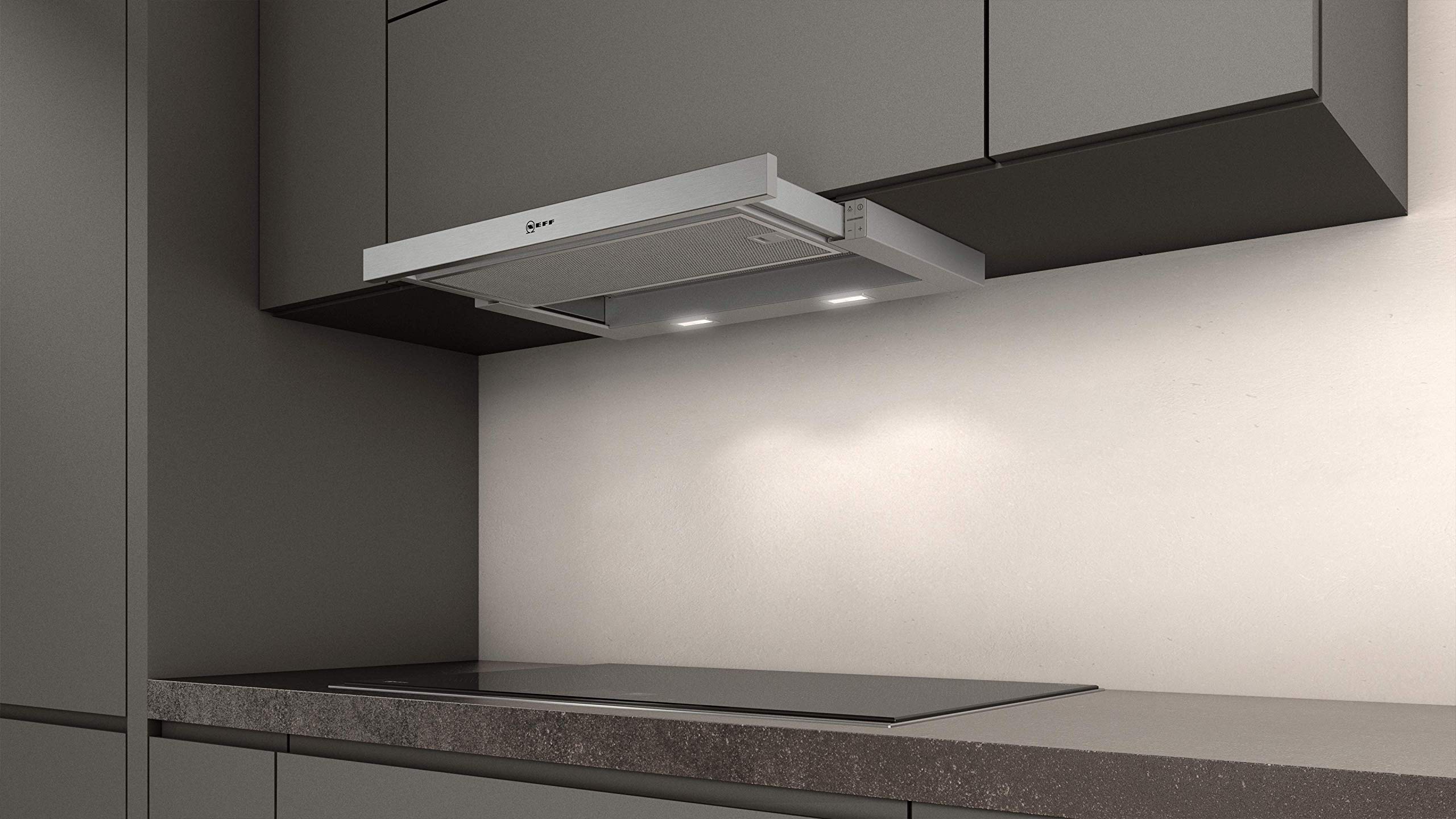 Neff D46ED22X1 - Campana extractora empotrable (N50, 60 cm, salida o recirculación), color plateado