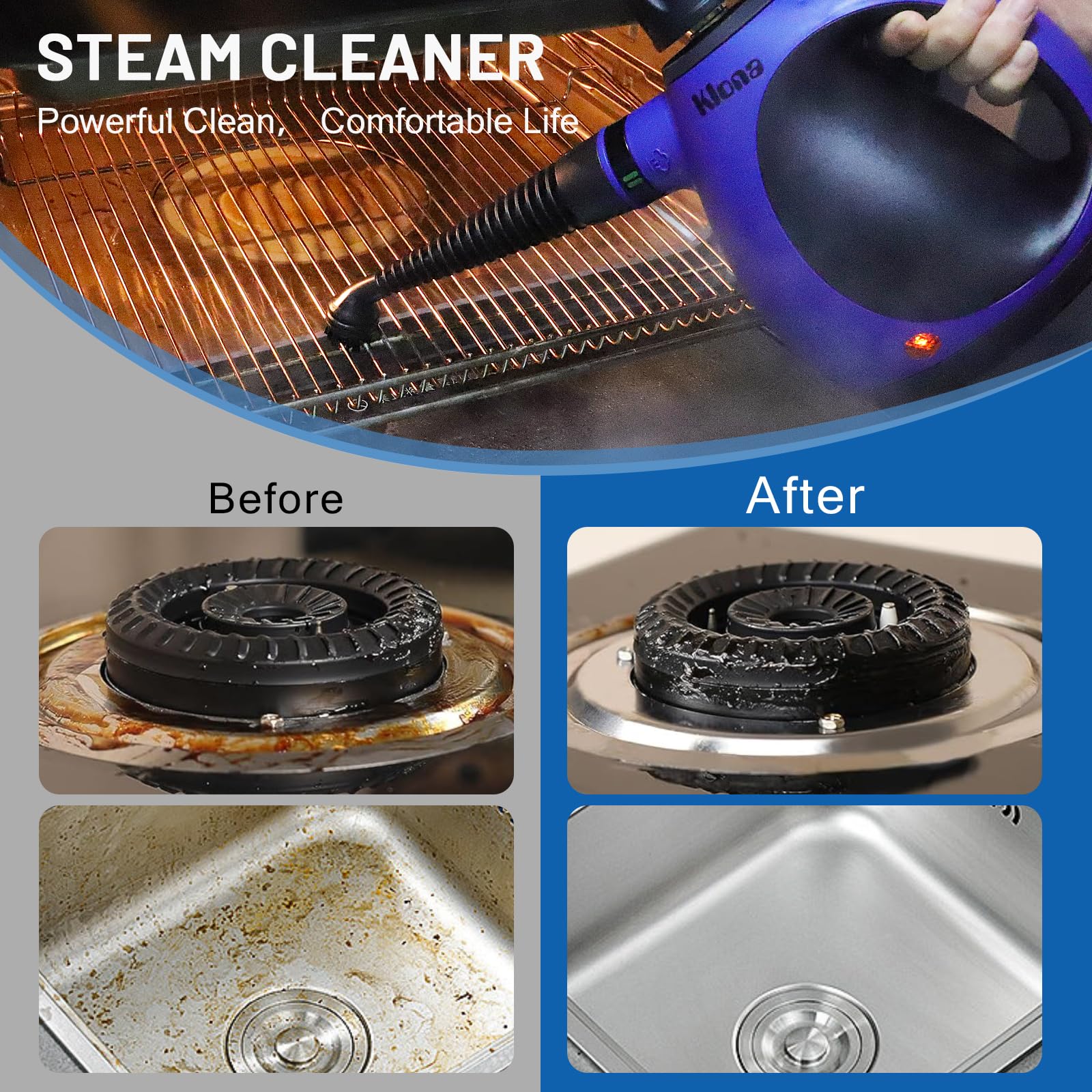 Klona Handheld Steam Cleaner, Steam Cleaner for Home with 10