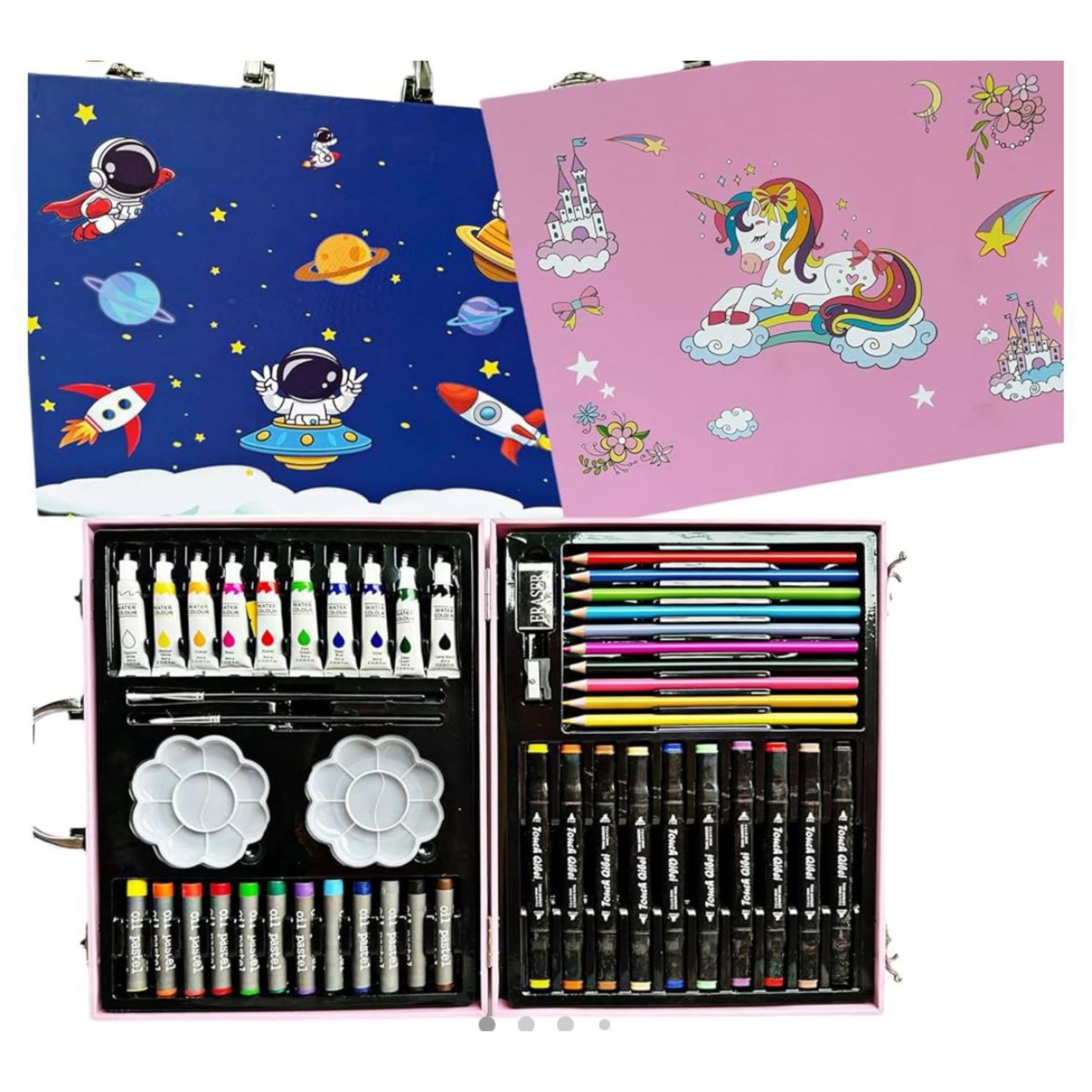 Trocshop Art Kit Space Art & Craft Set, Drawing Kit with Colour Pencils, Oil Pastels, Paint Brushes Astraunaut Theme Art kit Set Creative Mindset (49)
