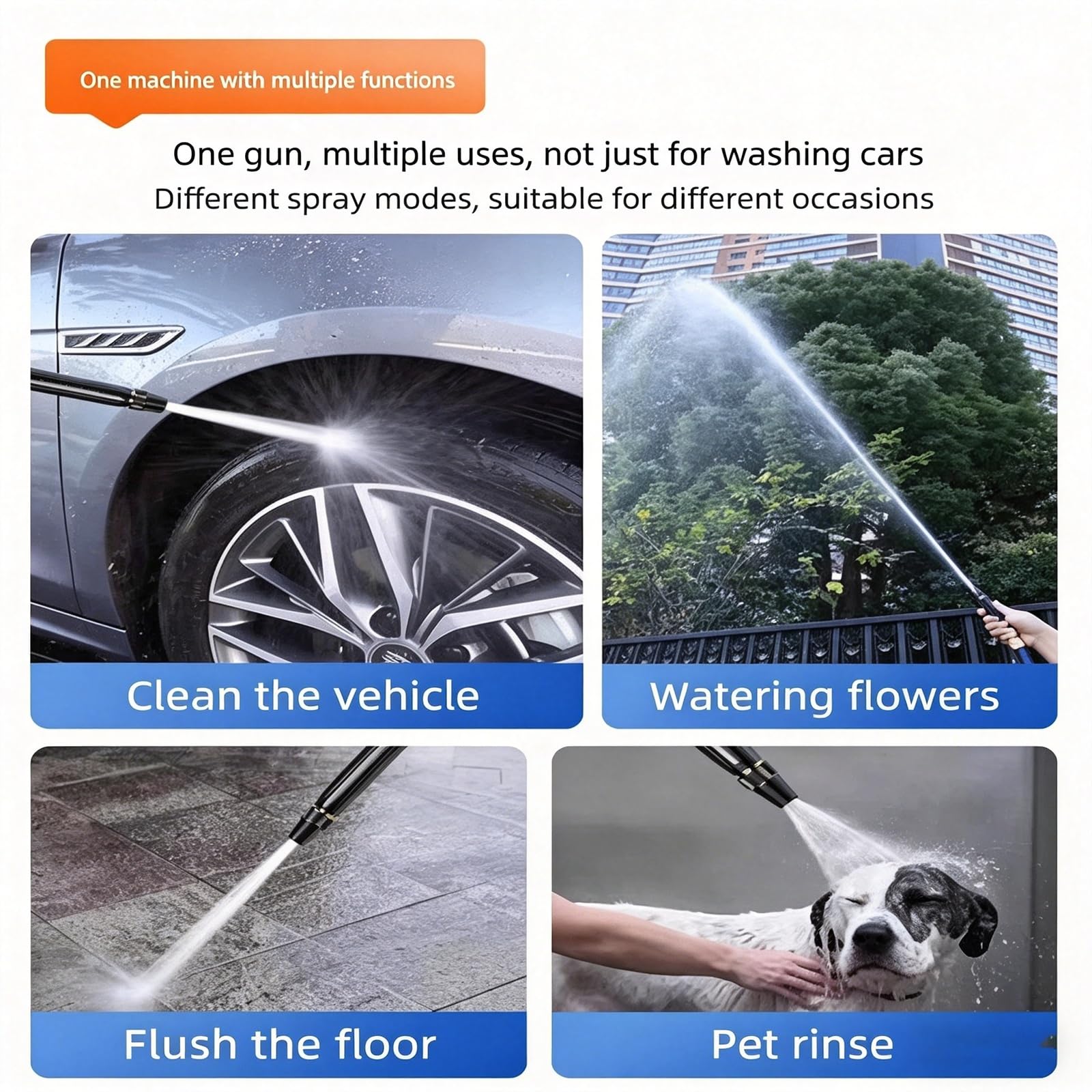Pistola De Agua Alta PresióN for Lavado Autos Uso DoméStico con Boquilla Intensificadora; Pistola De Agua Alta PresióN for Lavado De Autos Uso DoméStico con Manguera(30m)
