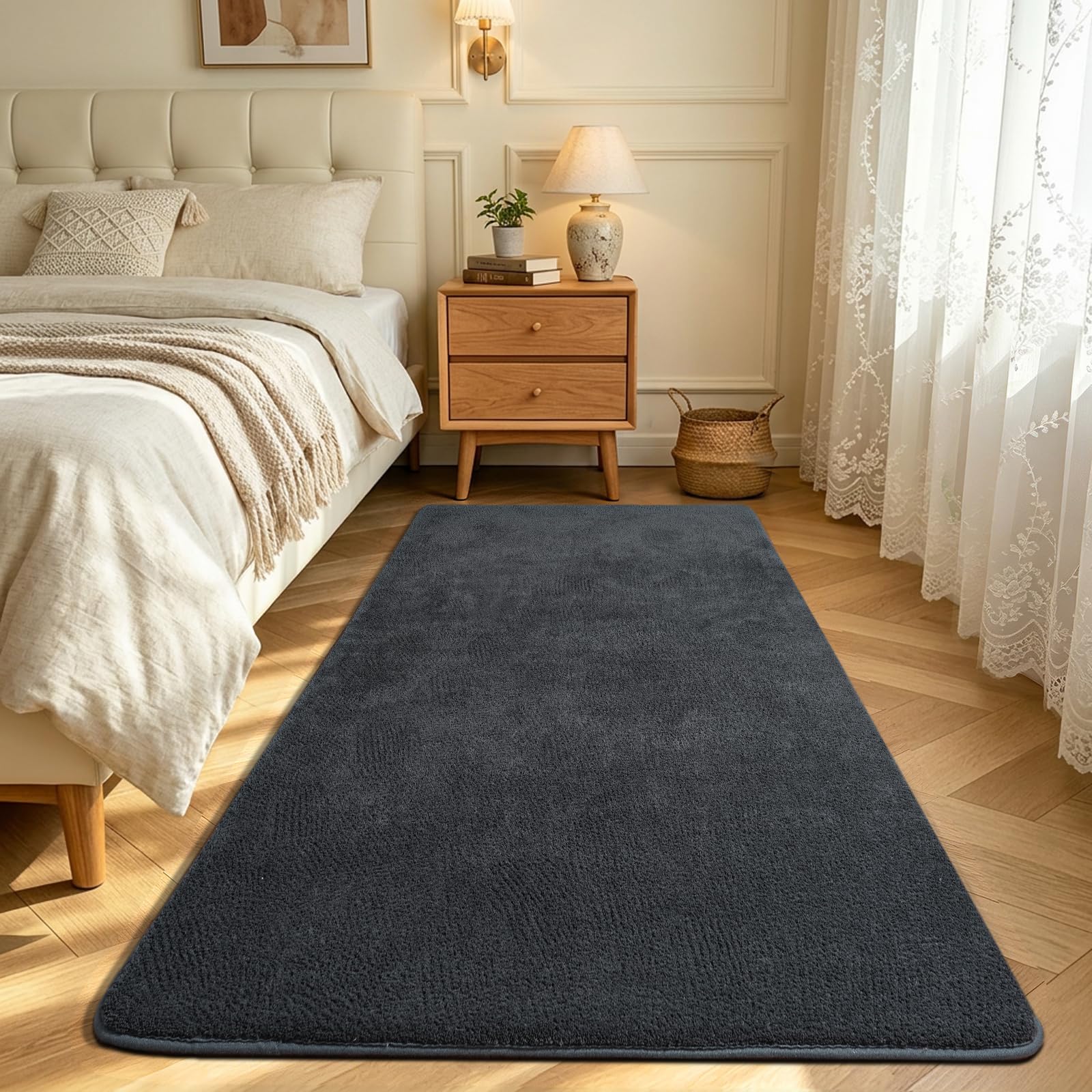 Alfombra de salón, 80 x 150 cm, color antracita