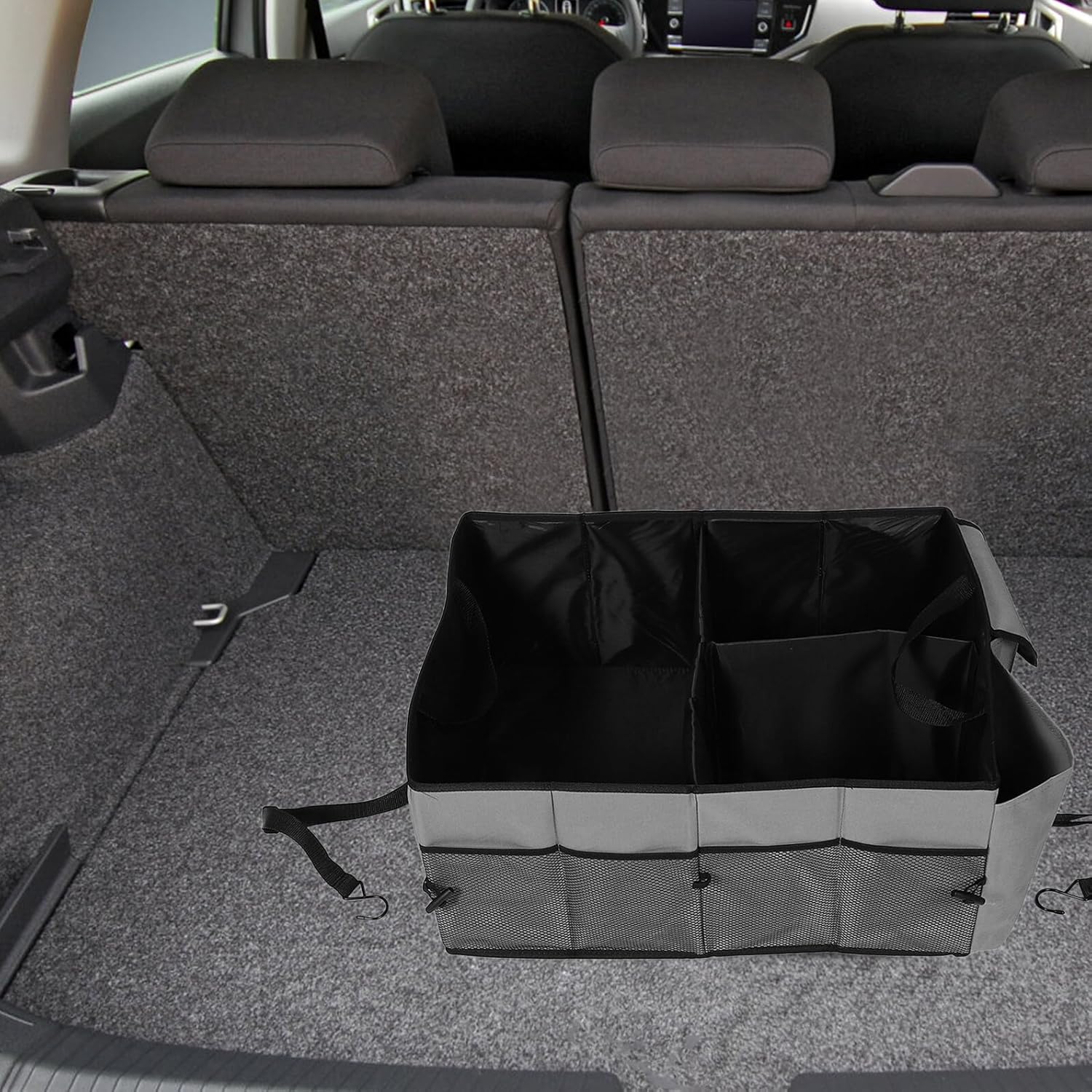 Garneck Car Trunk Organizer Suv Folding Storage Box Multi-compartment Car Grocery Organizer with Sturdy Gray Material for Vehicle Interior Organization