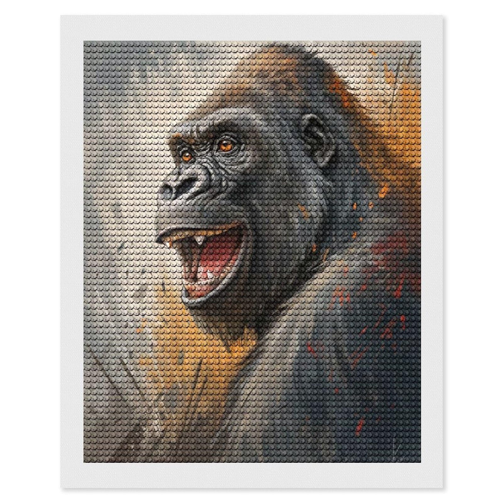 Junmoney Smiling Gorilla Portrait Diamond Painting Canvas Set 16"x20", for Women, Pleasing Wall Art Project, Aesthetic Room Decor, Gift Idea