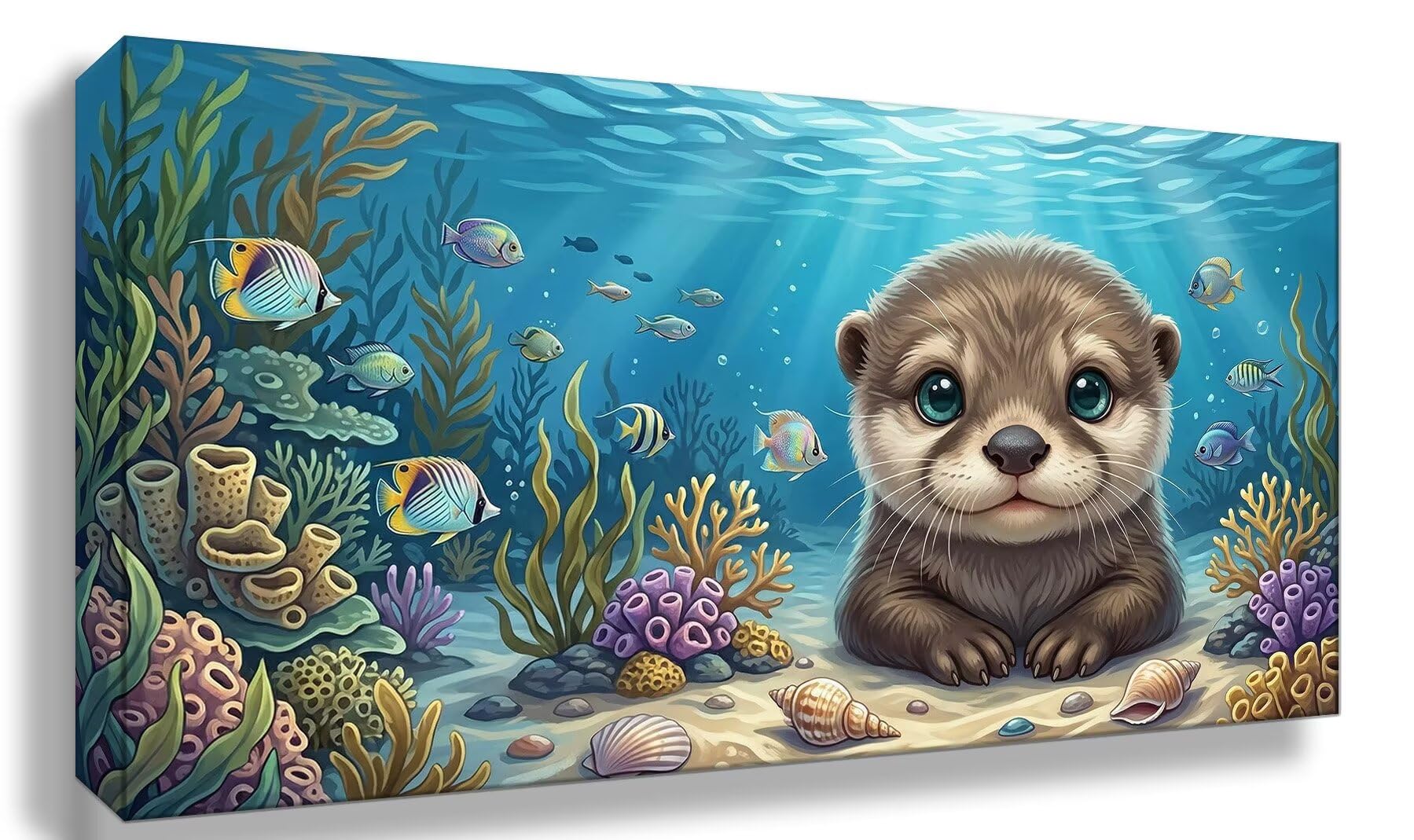 Diamond Painting Otter, Fisch Diamond Painting Erwachsene, 5D Vollbohrer Diamanten Paint by Numbers, Kreatives für Erwachsene Mosaik Bastelset für Home Wand Deko, Geschenke für Frauen 60x120cm,Cod-845