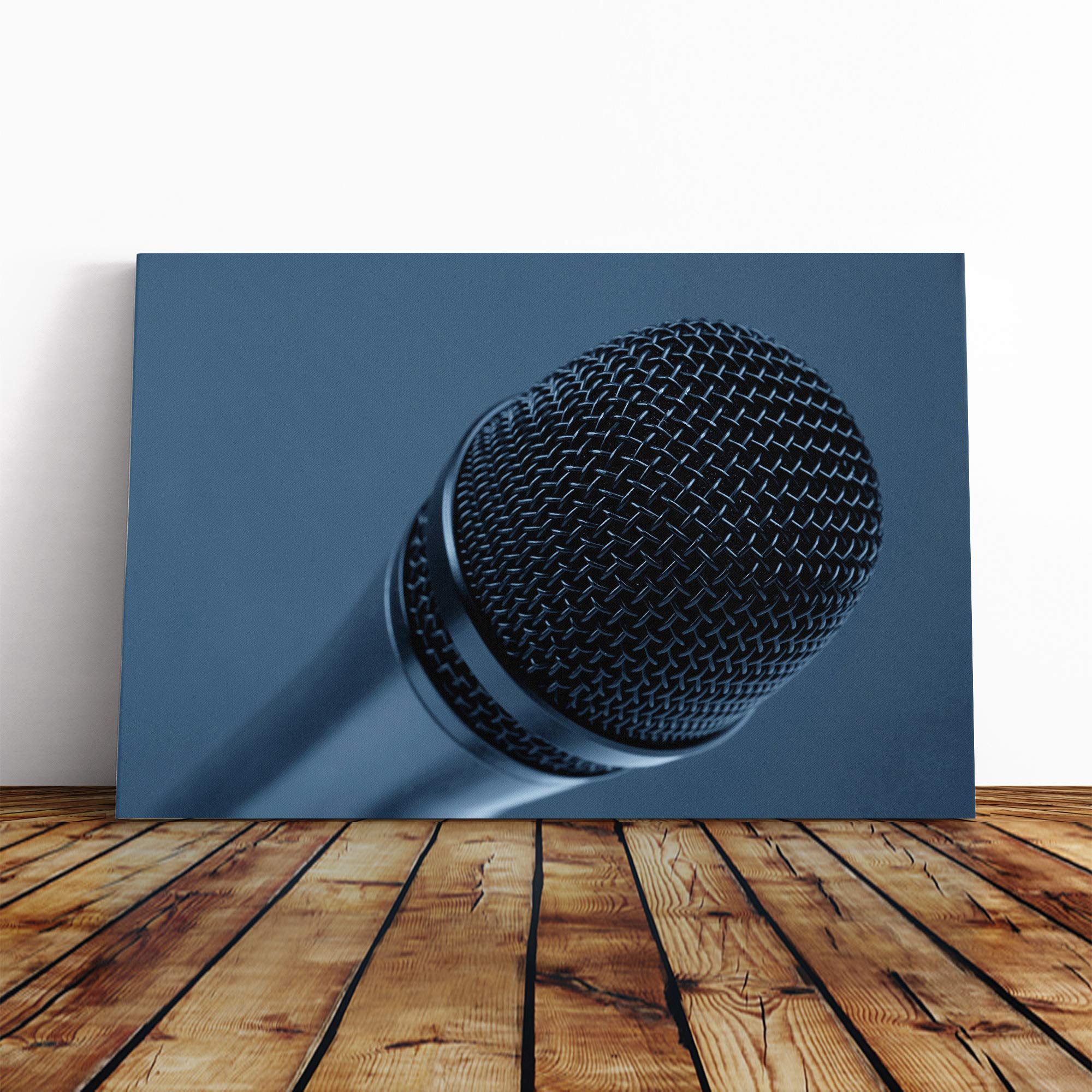 Microphone Canvas Print | Gallery Wrapped 30mm Frame Wall Art | 24x16 inches | Ready to Hang | Modern Picture | Living Room Bedroom Lounge Office