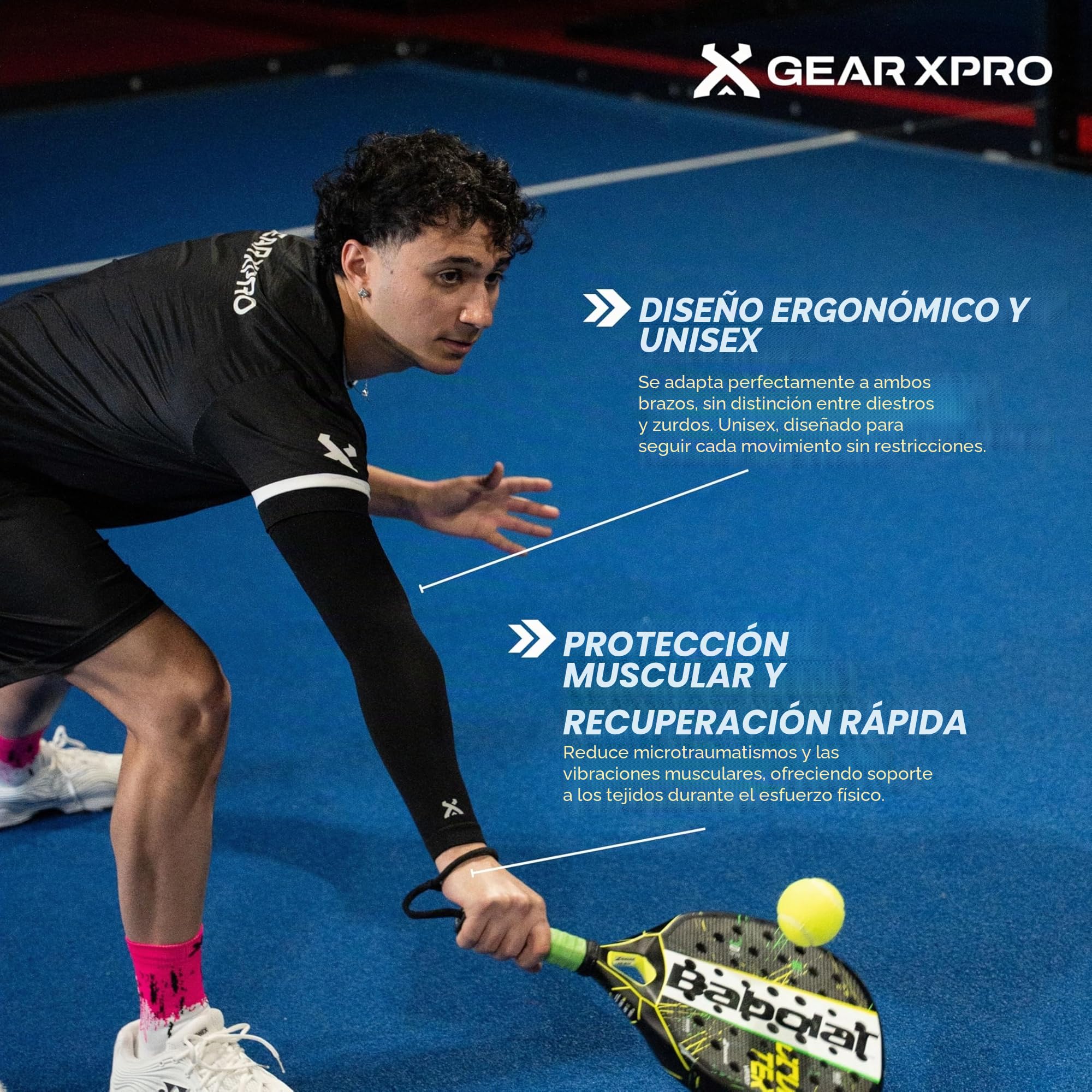 Manguito brazo de compresión para Padel, Tenis, Voleibol y Ciclismo – Protección Muscular y Recuperación