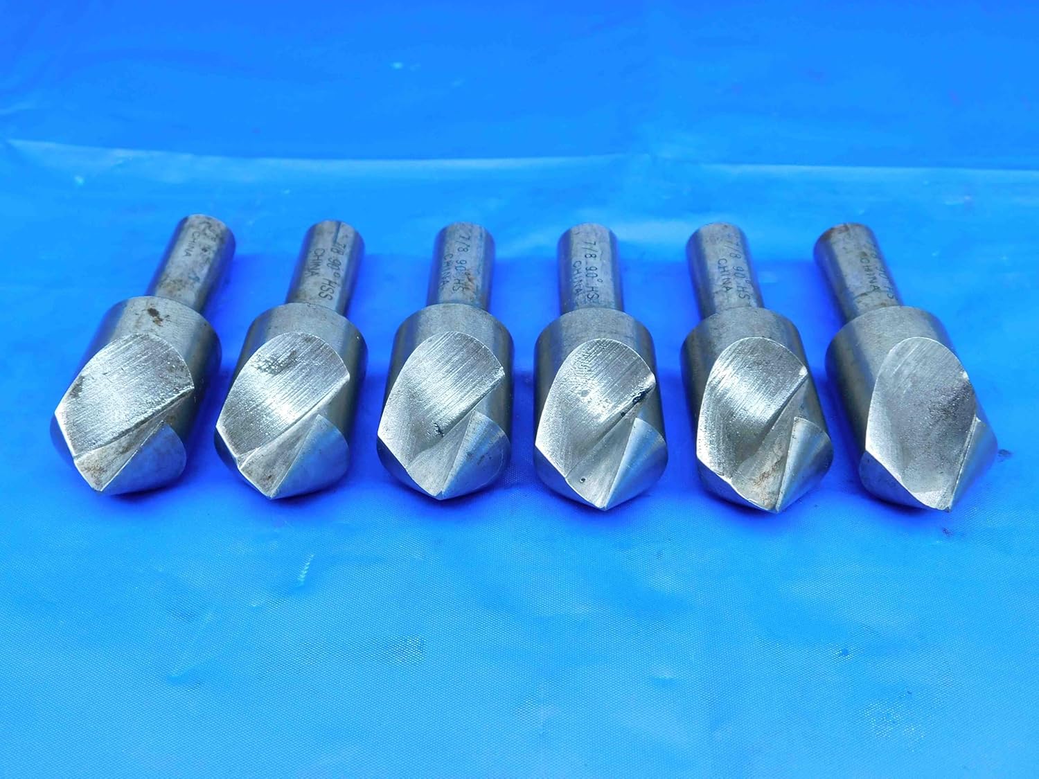 M & J Tooling LLC 6 PCS LOT of HSS 7/8 Diameter 90 Degree COUNTERSINKS 1/2 Shanks Single Flute - BR4227BI3