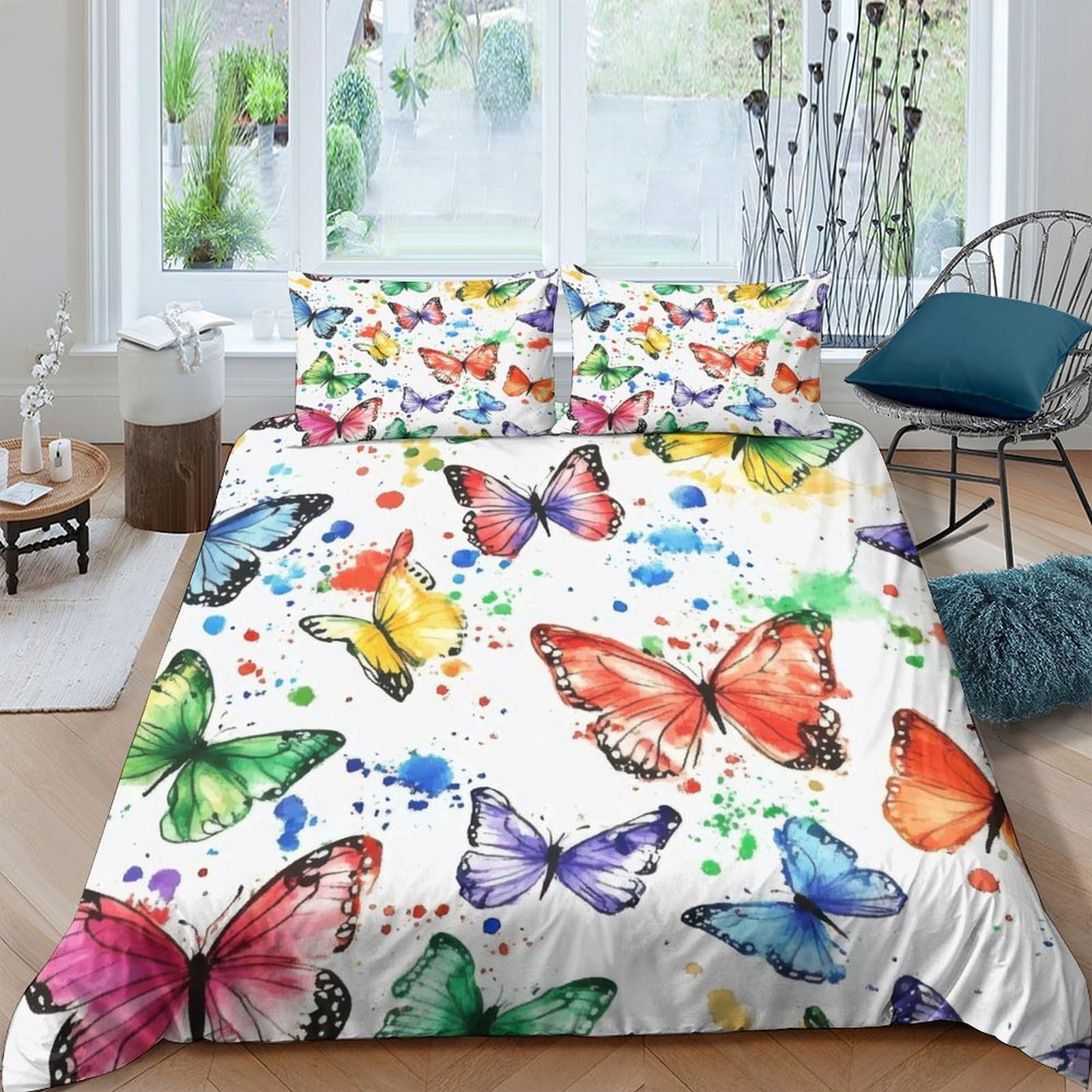 3D Printed Butterfly Quilt Cover, Microfiber Duvet Cover Hidden Zipper for
