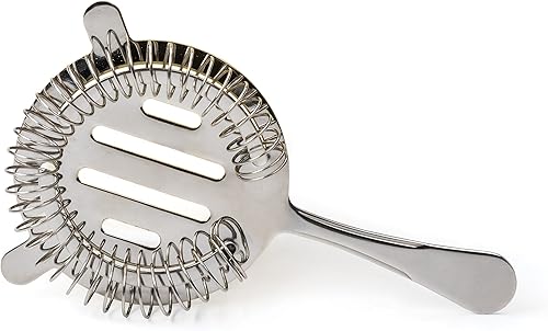 RSVP International colador clásico de cóctel de acero inoxidable, 6 pulgadas, mezclador de estilo clásico Hawthorne, aspecto vintage con cables en