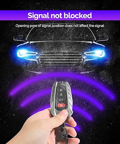 Miniatura 4 de RACOONA Funda para llave de automóvil con llavero, funda de llavero de alta calidad, accesorios de automóvil, protección completa, carcasa para