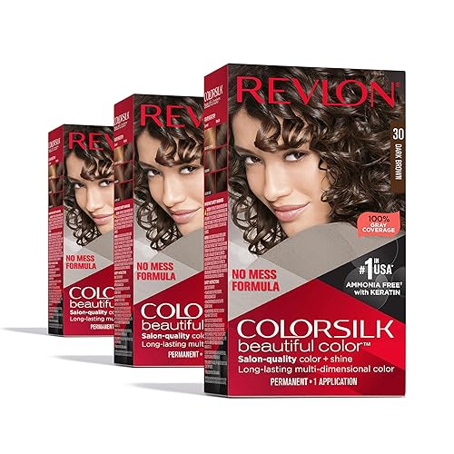 Revlon Colorsilk Beautiful Color Permanent Hair Color, (OLD VERSION) 30 Dark Brown (Pack of 3) - 30 Dark Brown - 4.4 Fl Oz (Pack of 3) - OLD VERSION