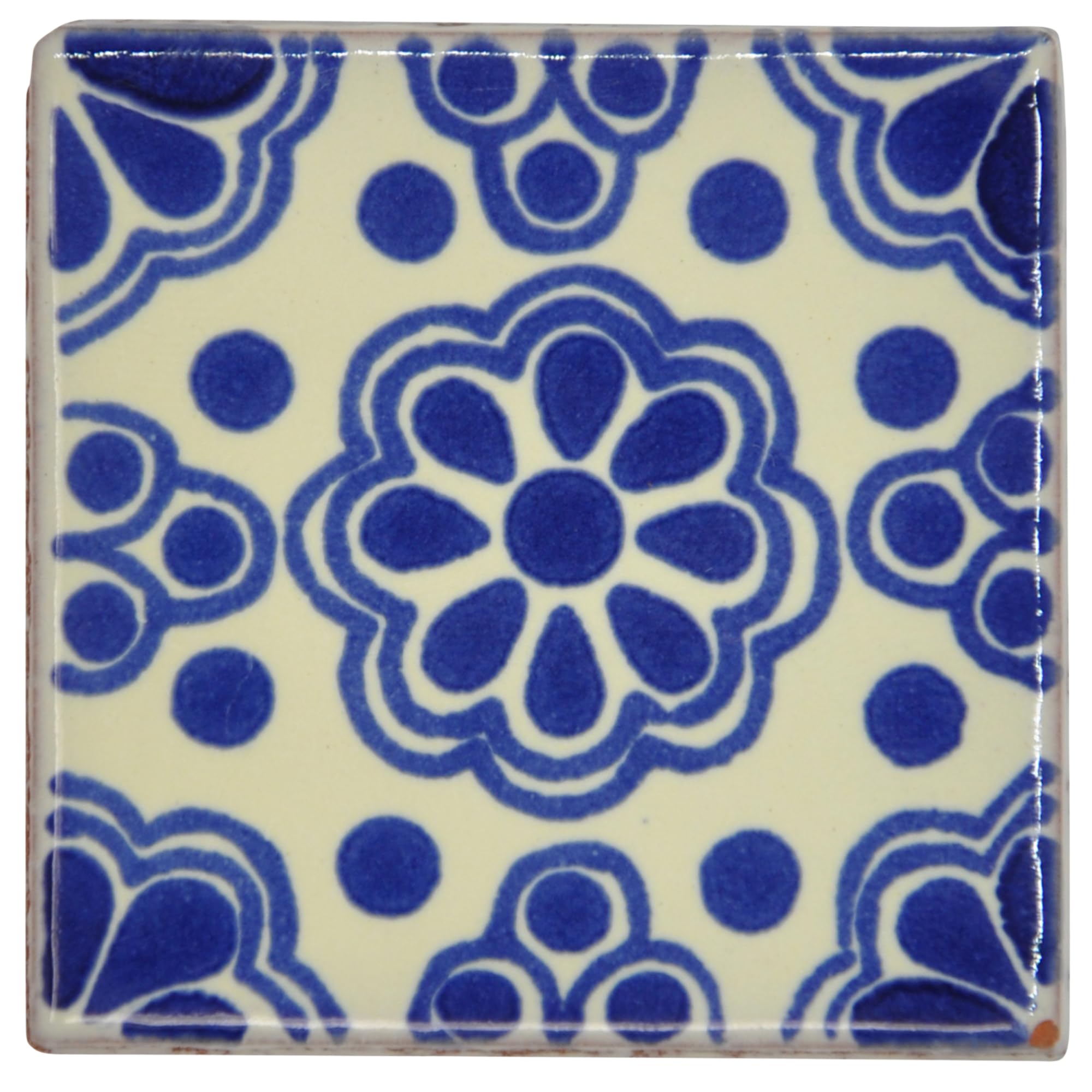 Katia - Handmade Mexican Ceramic Talavera Small 5cm Tile Ethically Sourced