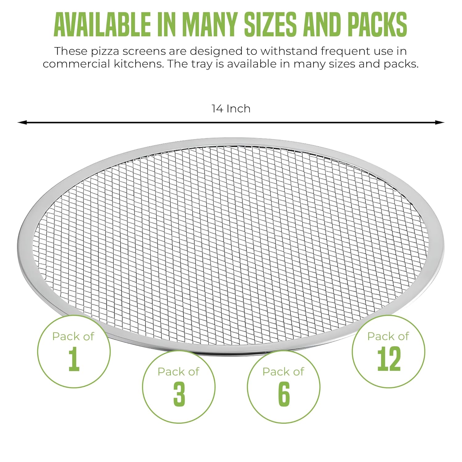OCS Parts Aluminum Pizza Screens | Commercial Grade Pizza Trays for Home Cooking, Pizzerias and Restaurants (12, 14-Inch)