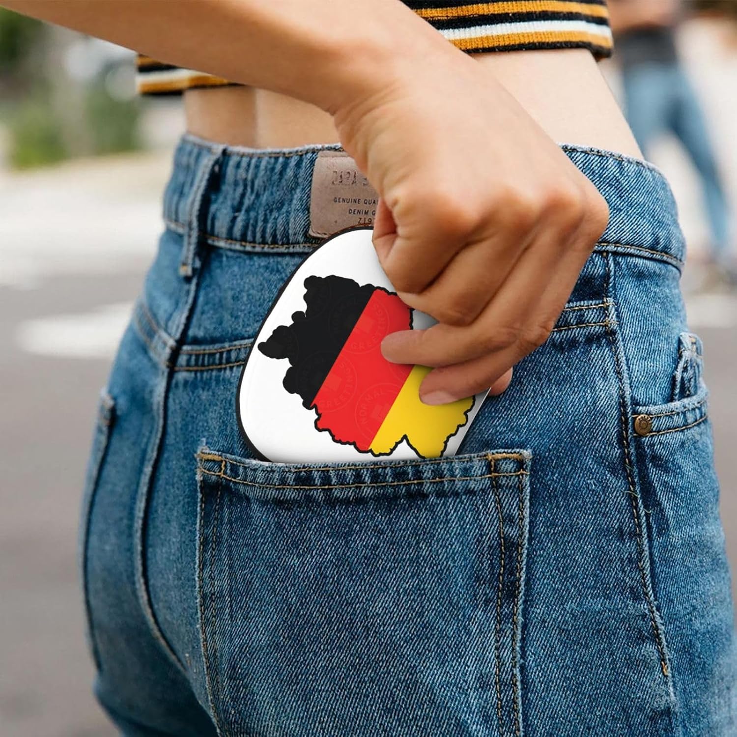 German Flag Map print Card Holder, Small Card Wallet Pocket Business Card Case with Zipper Modern Art